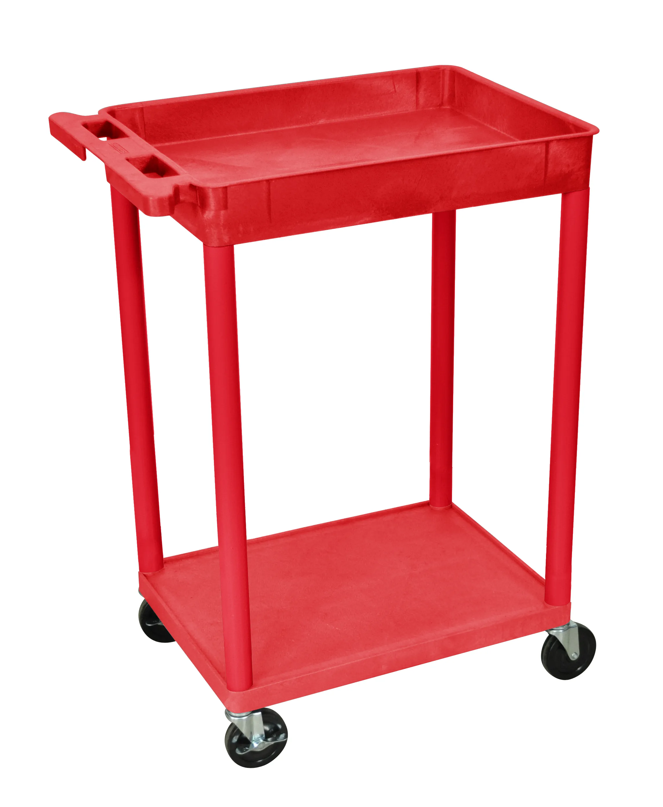 Luxor - STC12RD - Plastic 2 Shelf Utility Tub Cart - Red