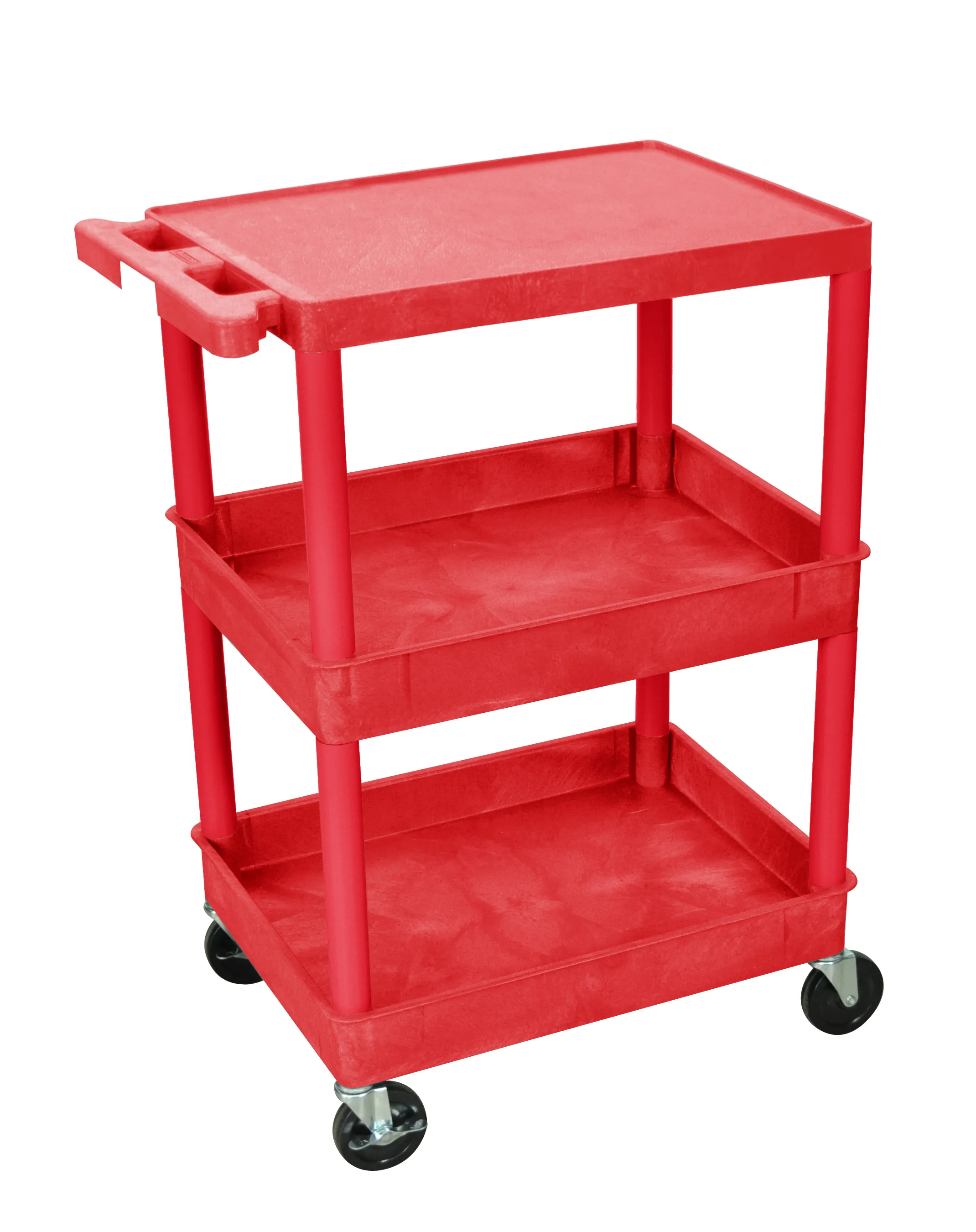 Luxor - STC211RD - Plastic 3 Shelf Utility Tub Cart - Red