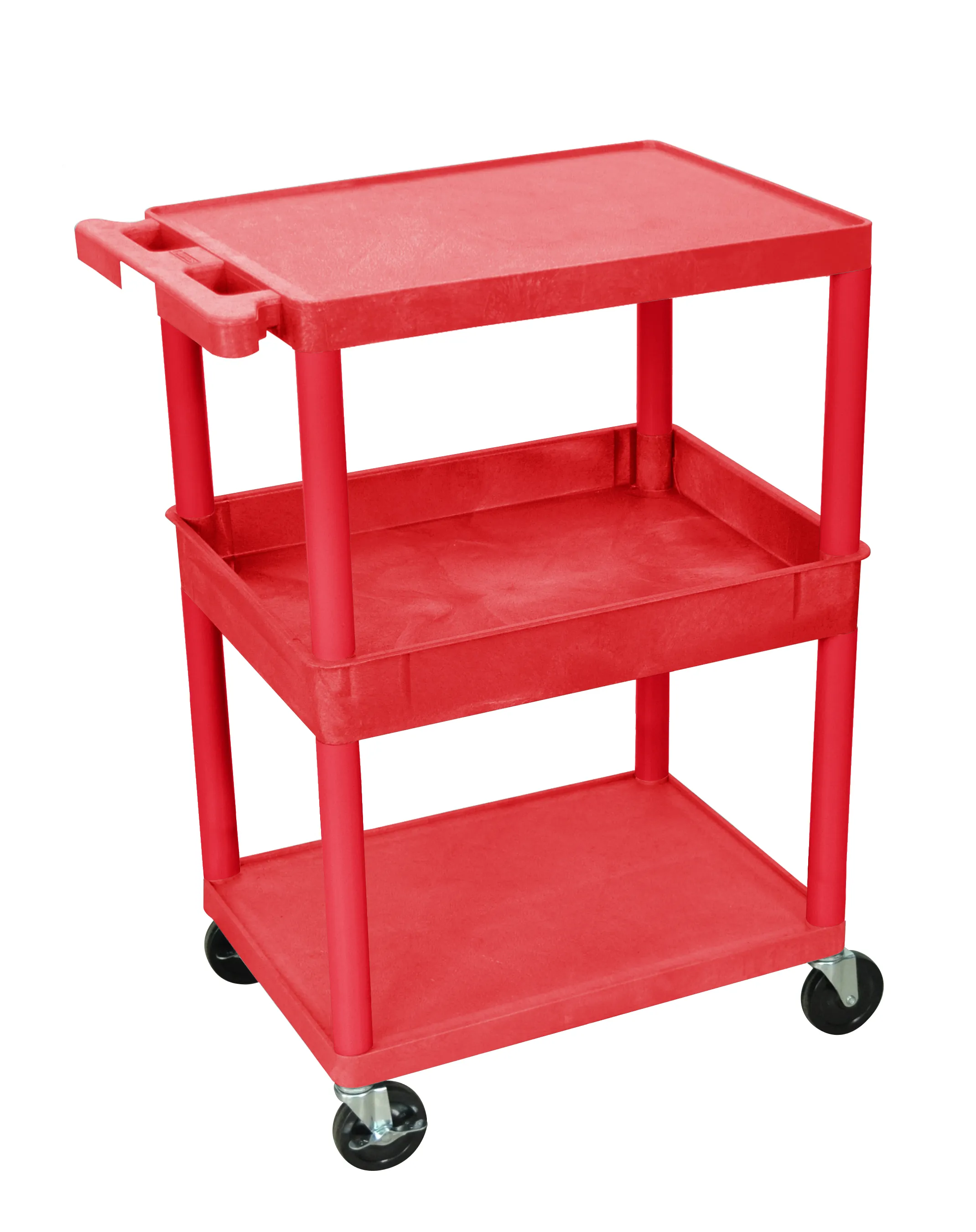 Luxor STC212RD - Plastic 3 Shelf Utility Tub Cart - Red