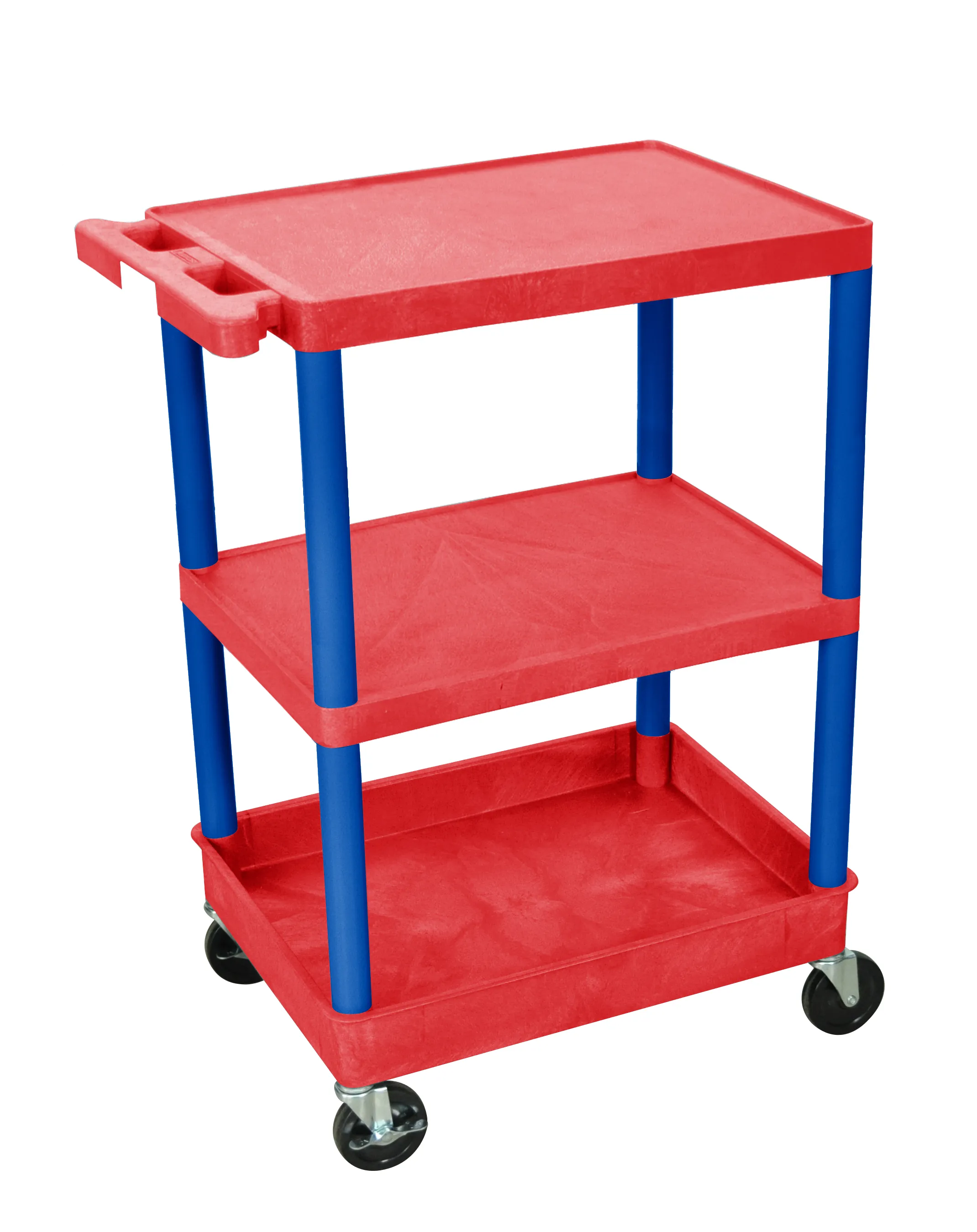 Luxor - RDSTC221BU - Plastic 3 Shelf Utility Tub Cart - Red