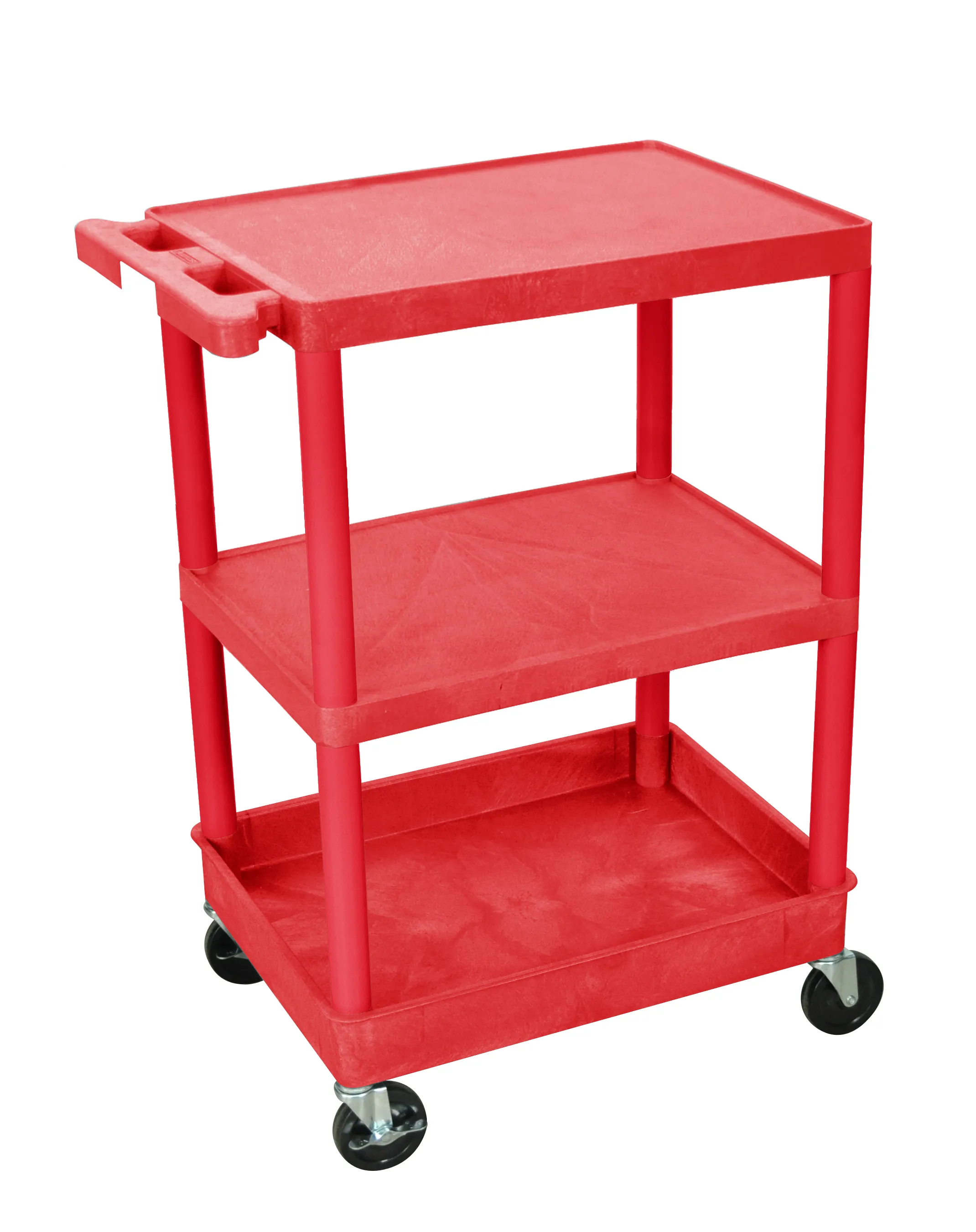 Luxor STC221RD - Plastic 3 Shelf Utility Tub Cart - Red