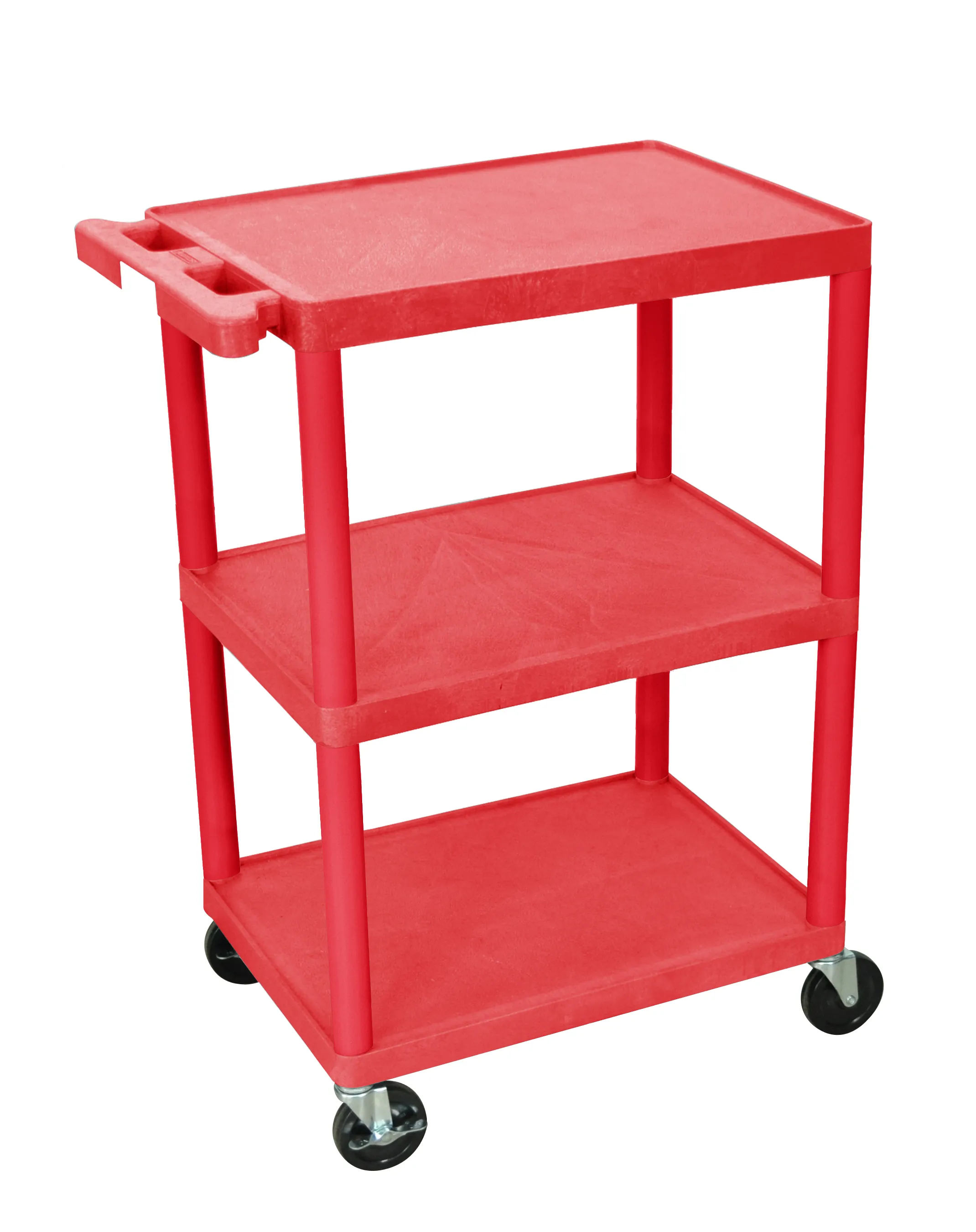 Luxor STC222RD - Plastic 3 Shelf Utility Tub Cart - Red