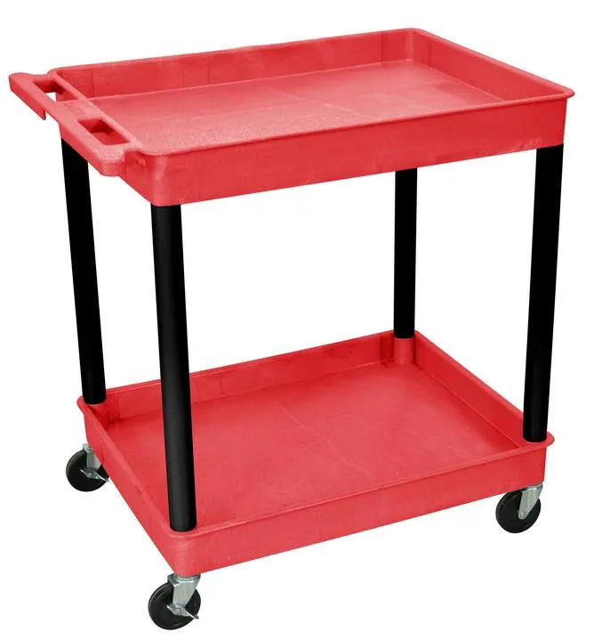 Luxor - RDTC11BK - Plastic 2 Shelf Utility Tub Cart - Red