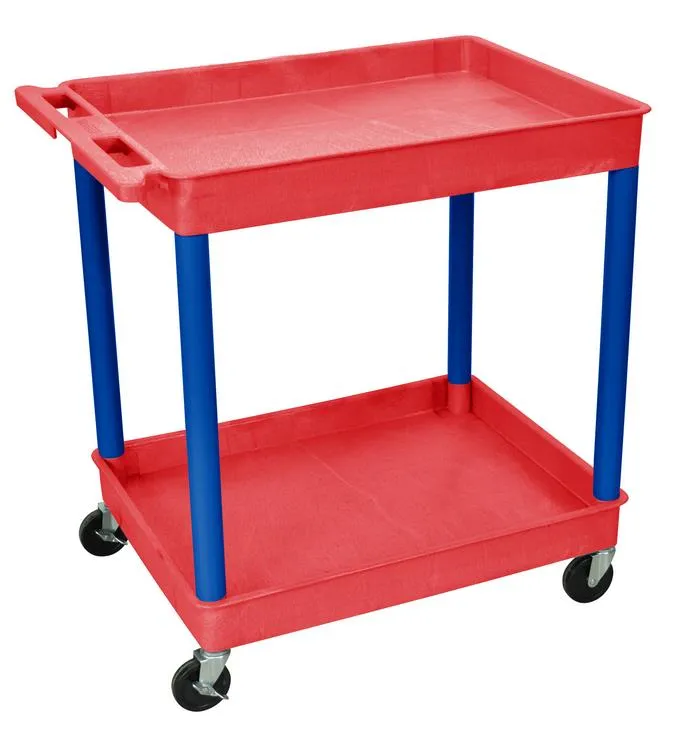 Luxor - RDTC11BU - Plastic 2 Shelf Utility Tub Cart - Red