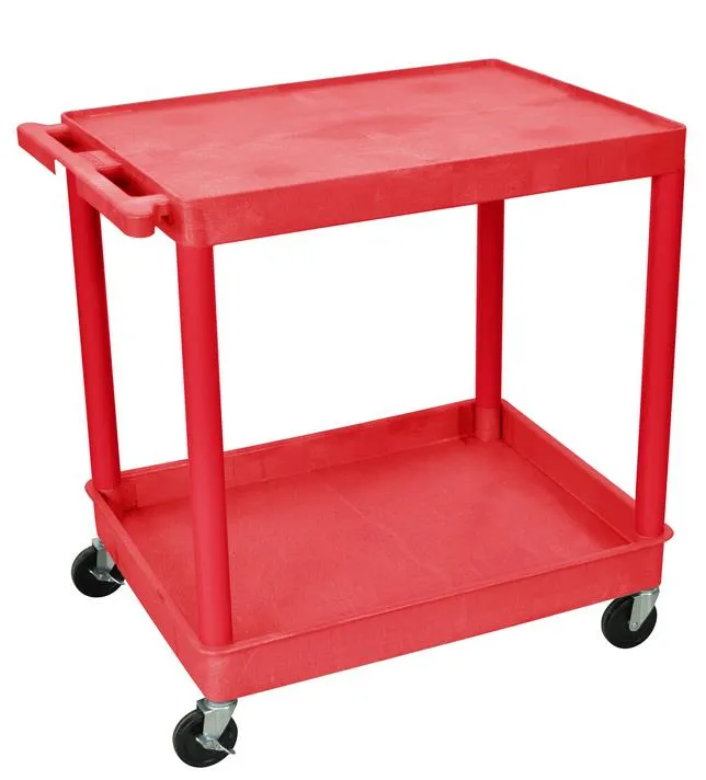 Luxor - TC21RD - Plastic 2 Shelf Utility Tub Cart - Red