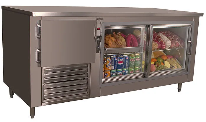 Universal Coolers LB60G - 60" Low Boy Under Counter Refrigerator - Sliding Glass Doors