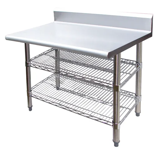 Universal B5TS2424 - 24" X 24" Stainless Steel Work Table W/ Back Splash & Wire Under Shelf