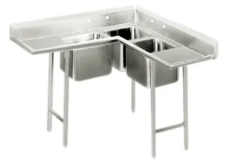 Universal CS4625 - 46" X 25" Three Compartment Corner Sink