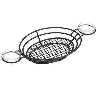 GET Enterprises - 4-38822 - 11" Black Grid Basket with 2 Ring Holders