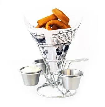 Clipper Mill - 4-96283 - Stainless Steel 3-Ring Appetizer Cone with Handle