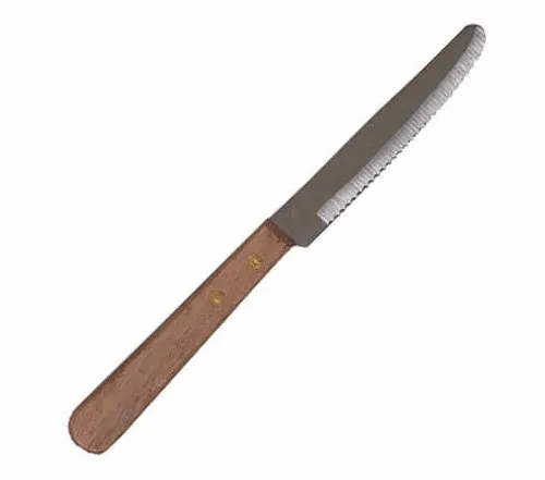 Update International SK-16R - 8.5" x 0.25" x 1.8" - Stainless Steel Steak Knife with Wood Handle  