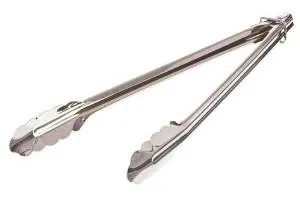 Update International ST-9LR - 9" x 1" x 0.81" - Stainless Steel Spring Tongs with Locking Ring 