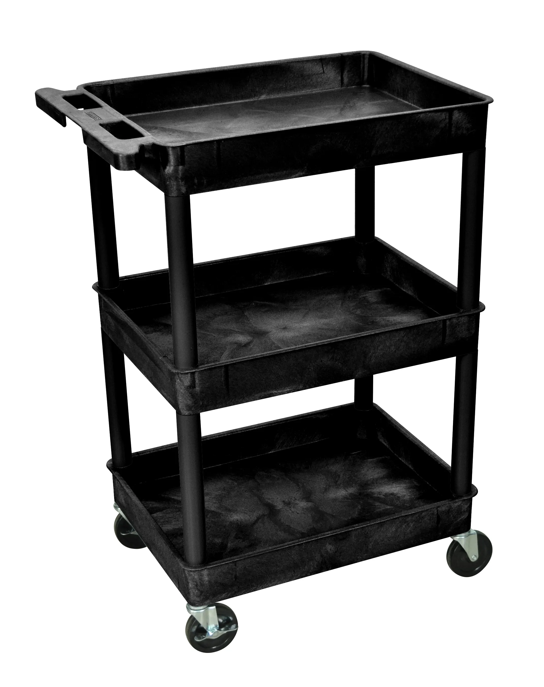 Luxor - STC111B - Plastic 3 Shelf Utility Tub Cart - Black