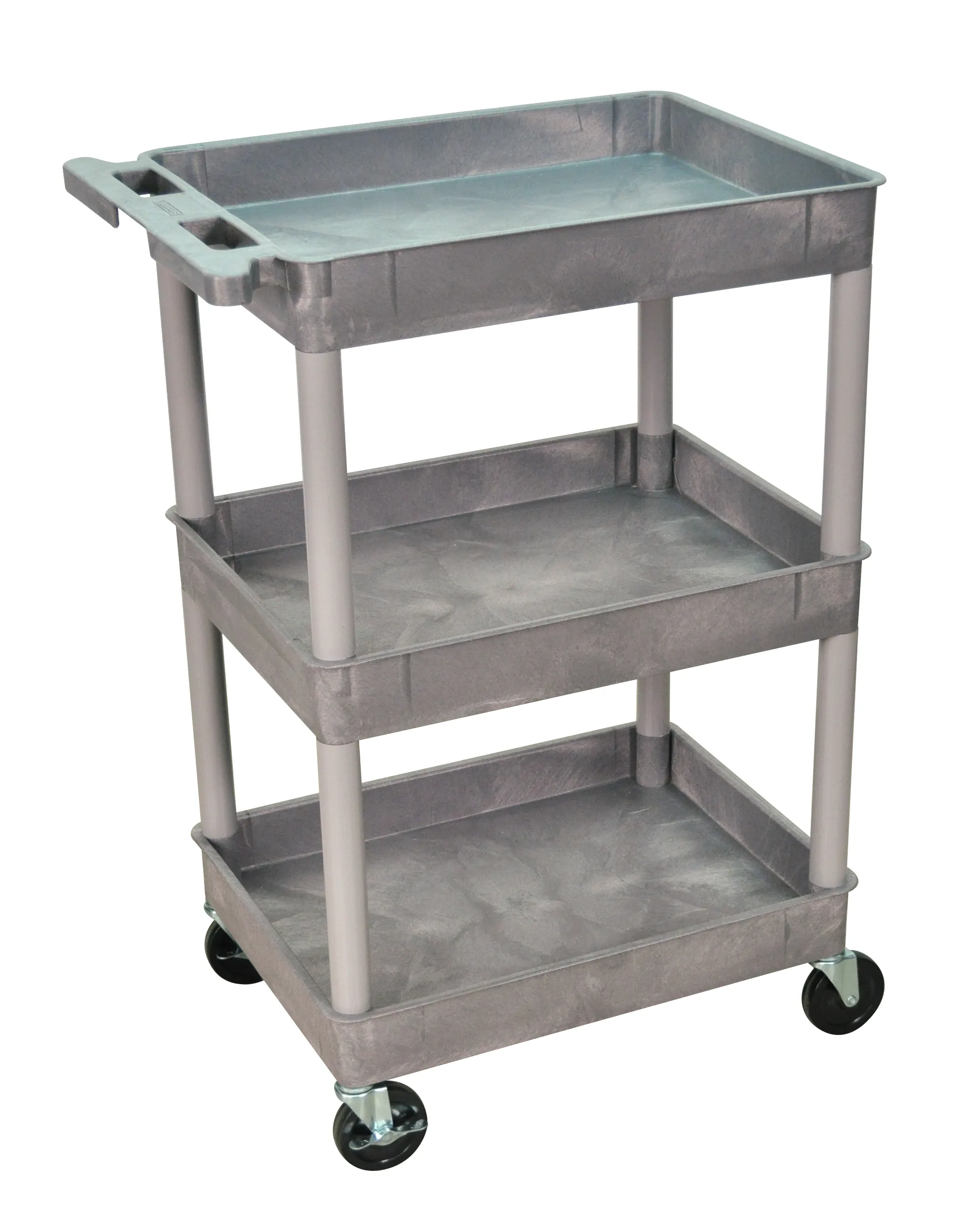 Luxor - STC111G - Plastic 3 Shelf Utility Tub Cart - Gray