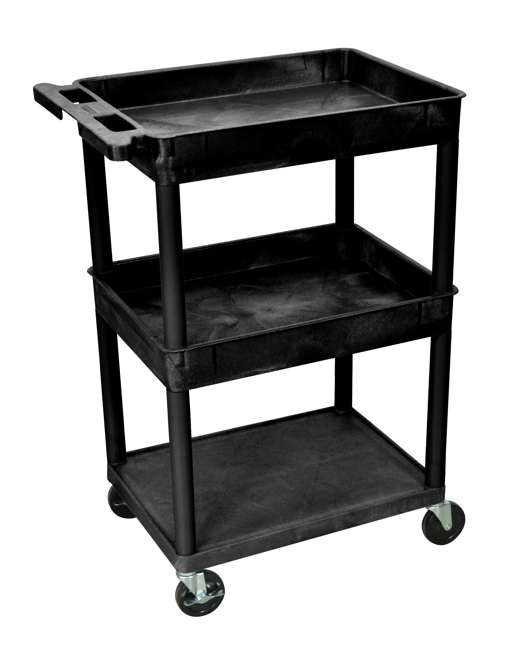 Luxor - STC112B - Plastic 3 Shelf Utility Tub Cart - Black