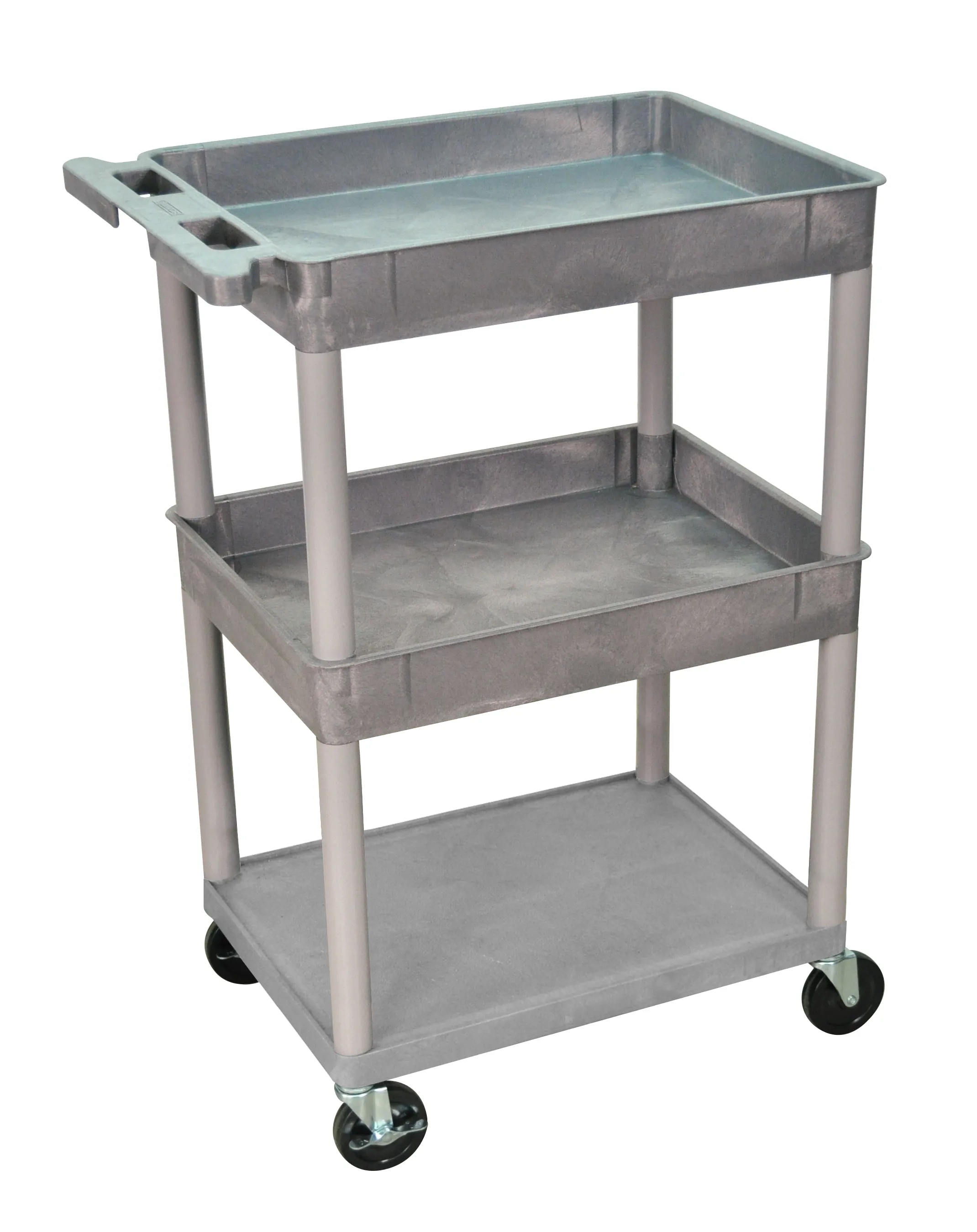 Luxor - STC112G - Plastic 3 Shelf Utility Tub Cart - Gray