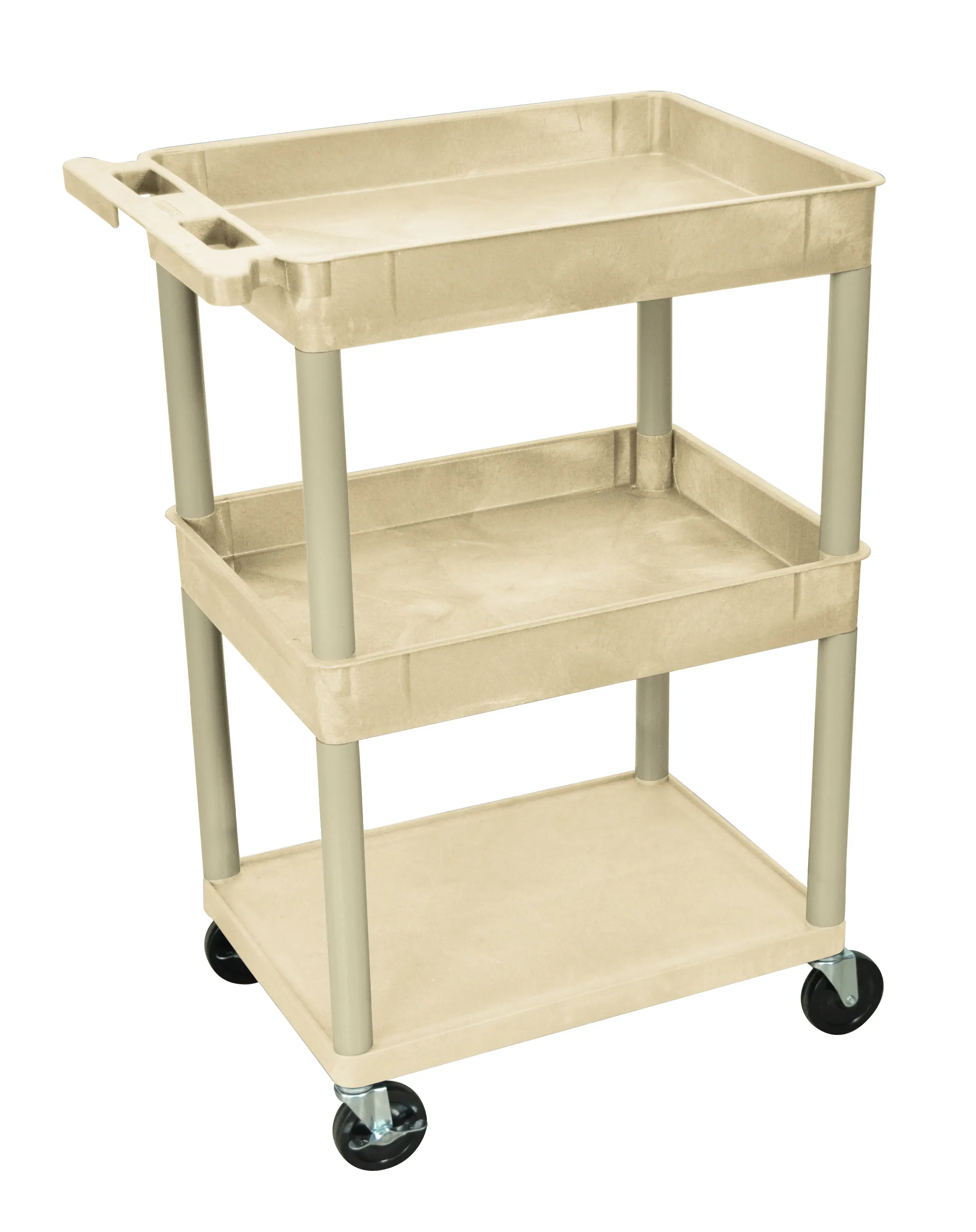 Luxor STC112P - Plastic 3 Shelf Utility Tub Cart - Putty