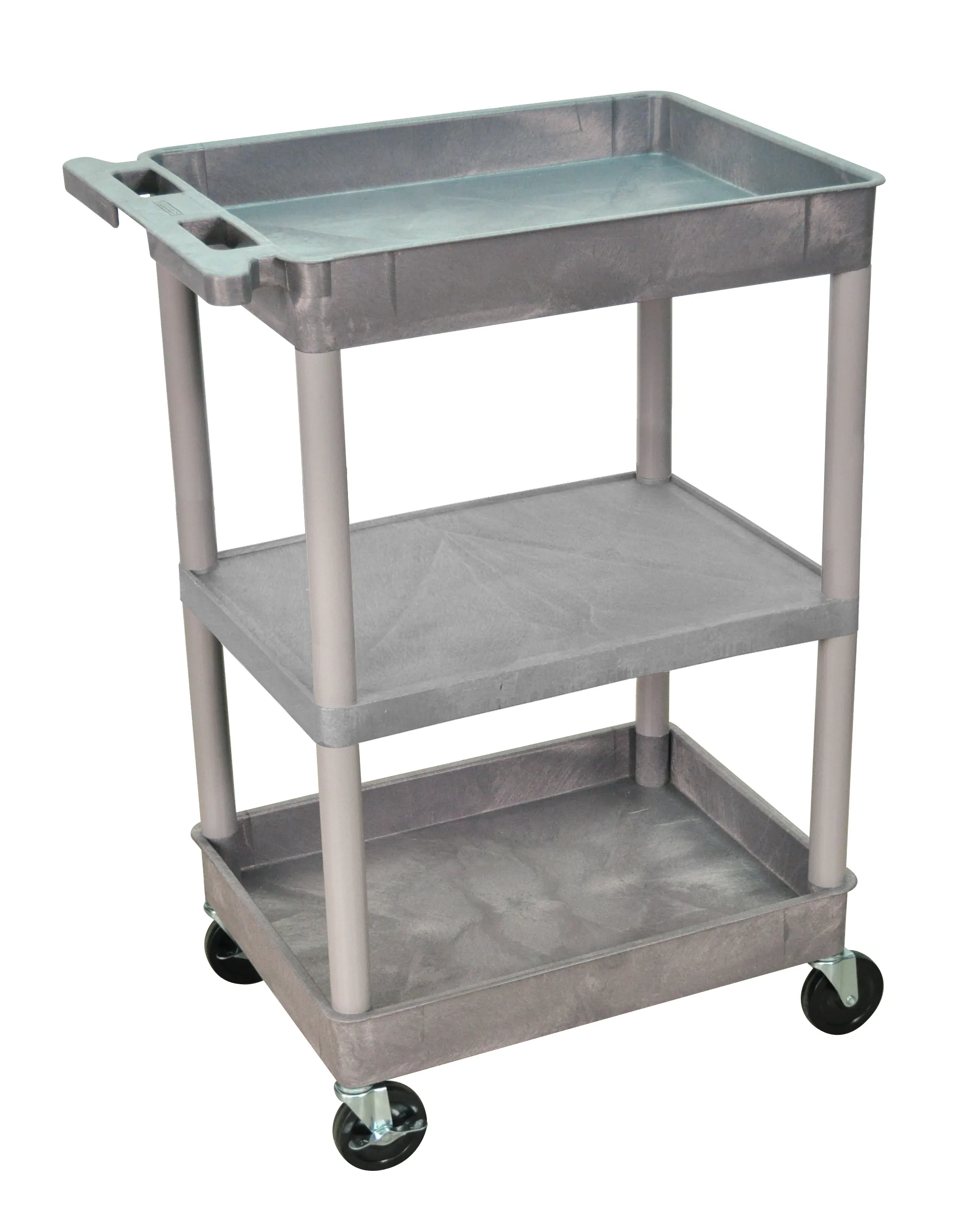 Luxor STC121G - Plastic 3 Shelf Utility Tub Cart - Gray