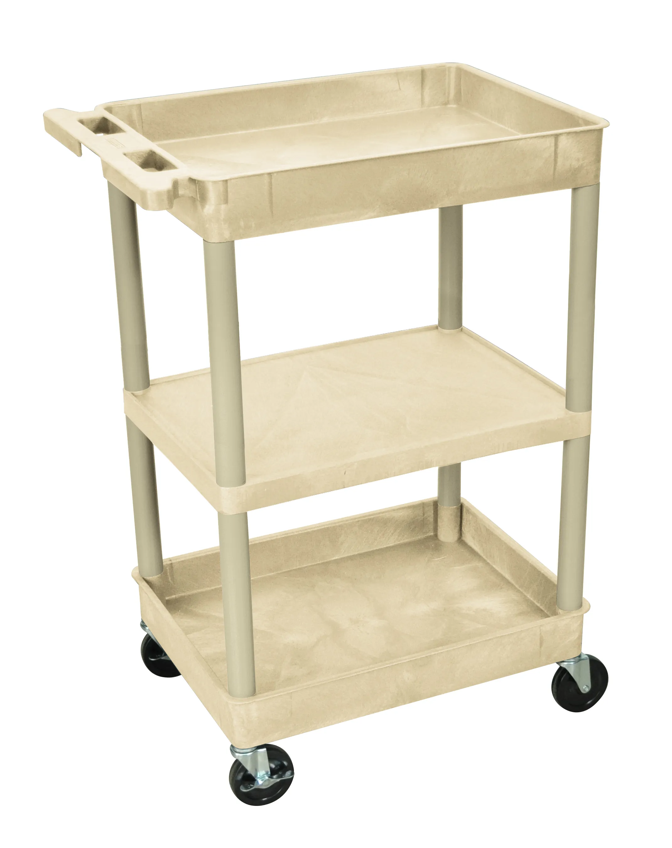 Luxor STC121P - Plastic 3 Shelf Utility Tub Cart - Putty