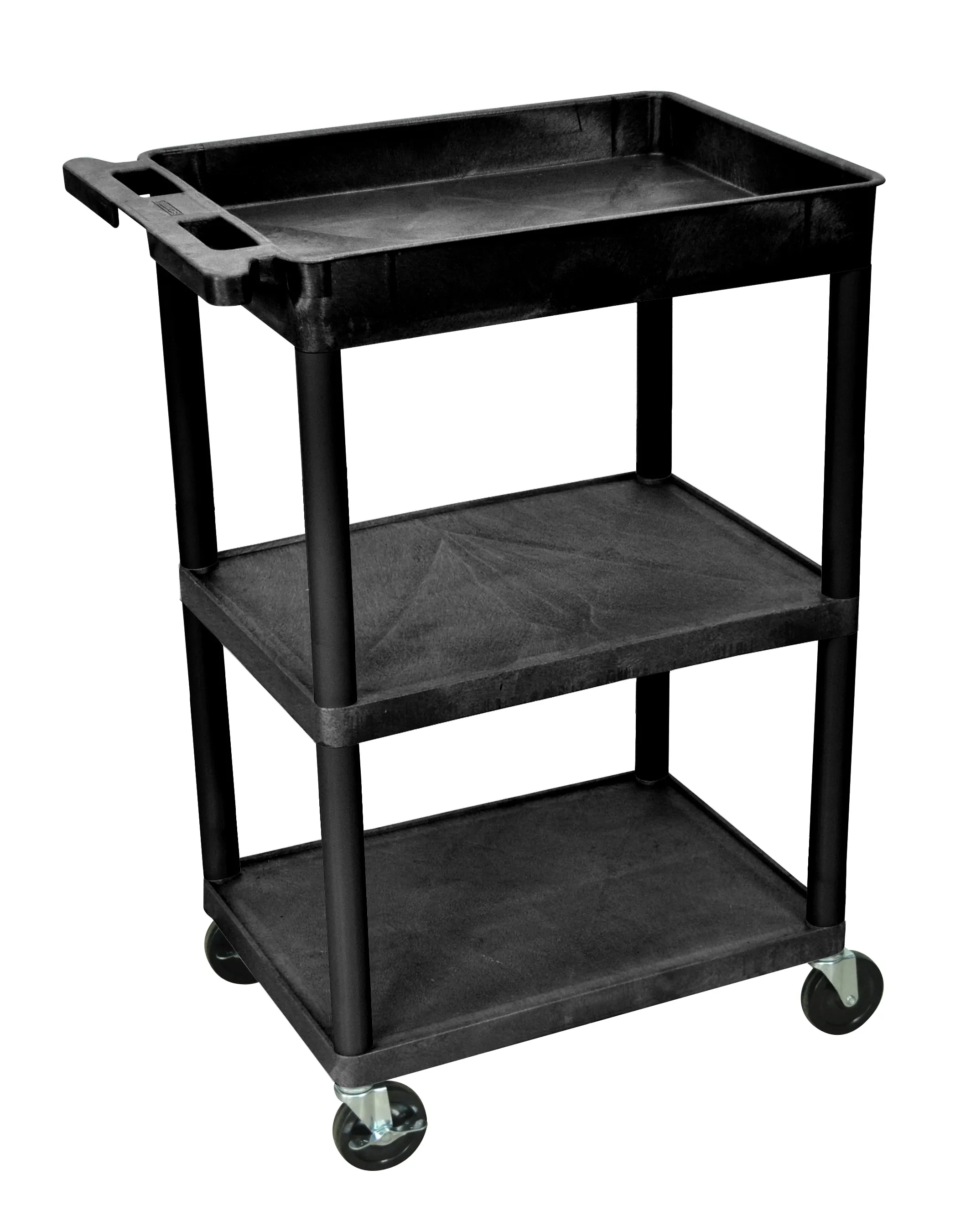 Luxor - STC122B - Plastic 3 Shelf Utility Tub Cart - Black