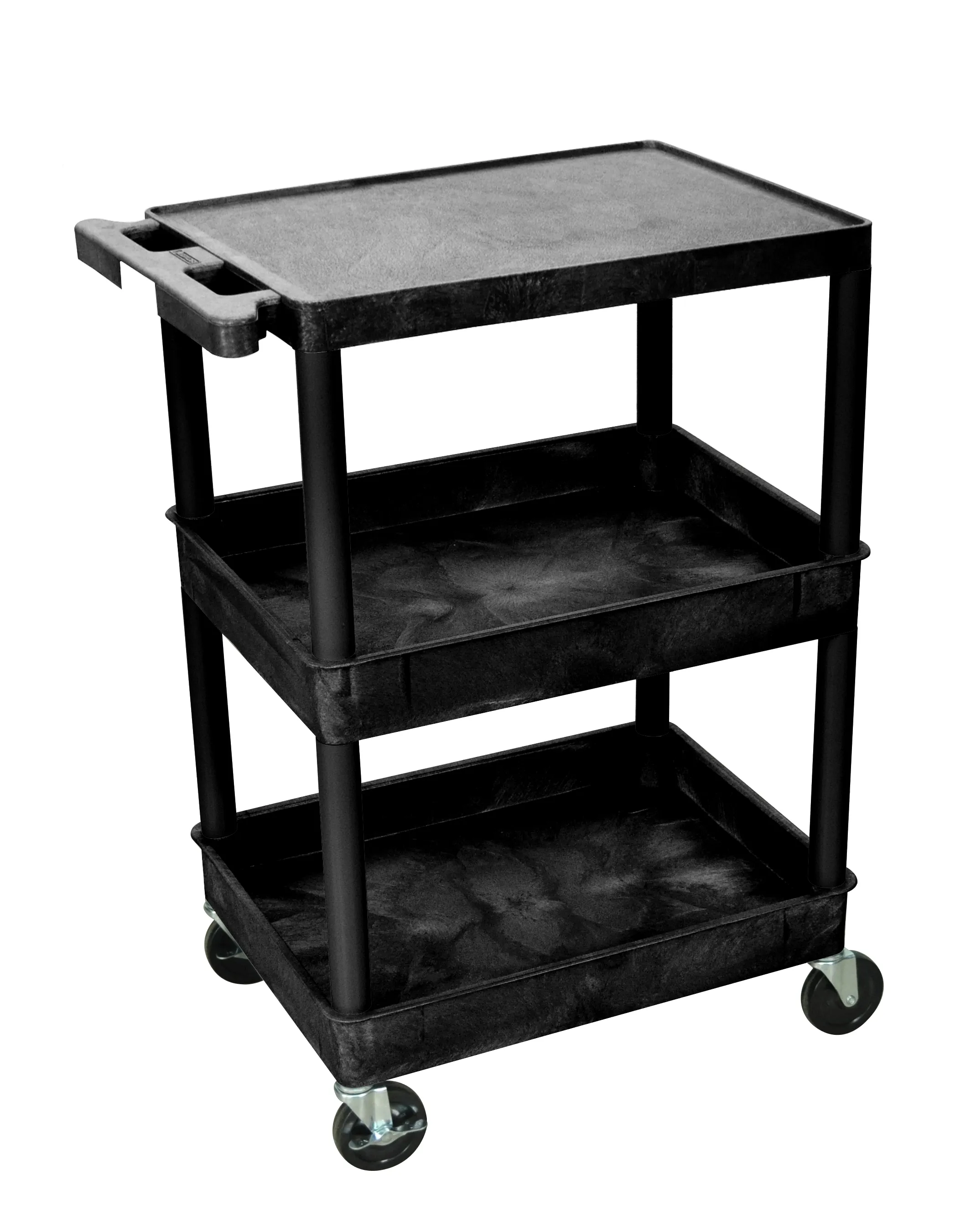 Luxor STC211B - Plastic 3 Shelf Utility Tub Cart - Black