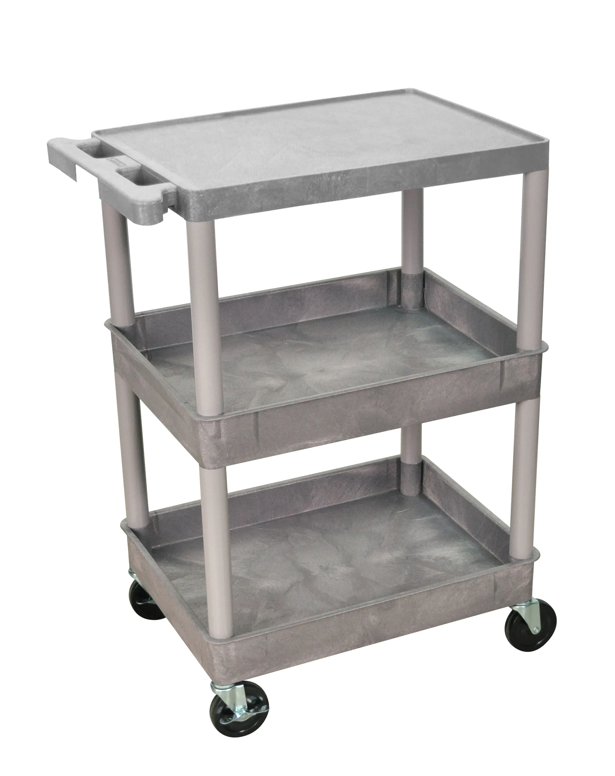 Luxor STC211G - Plastic 3 Shelf Utility Tub Cart - Gray