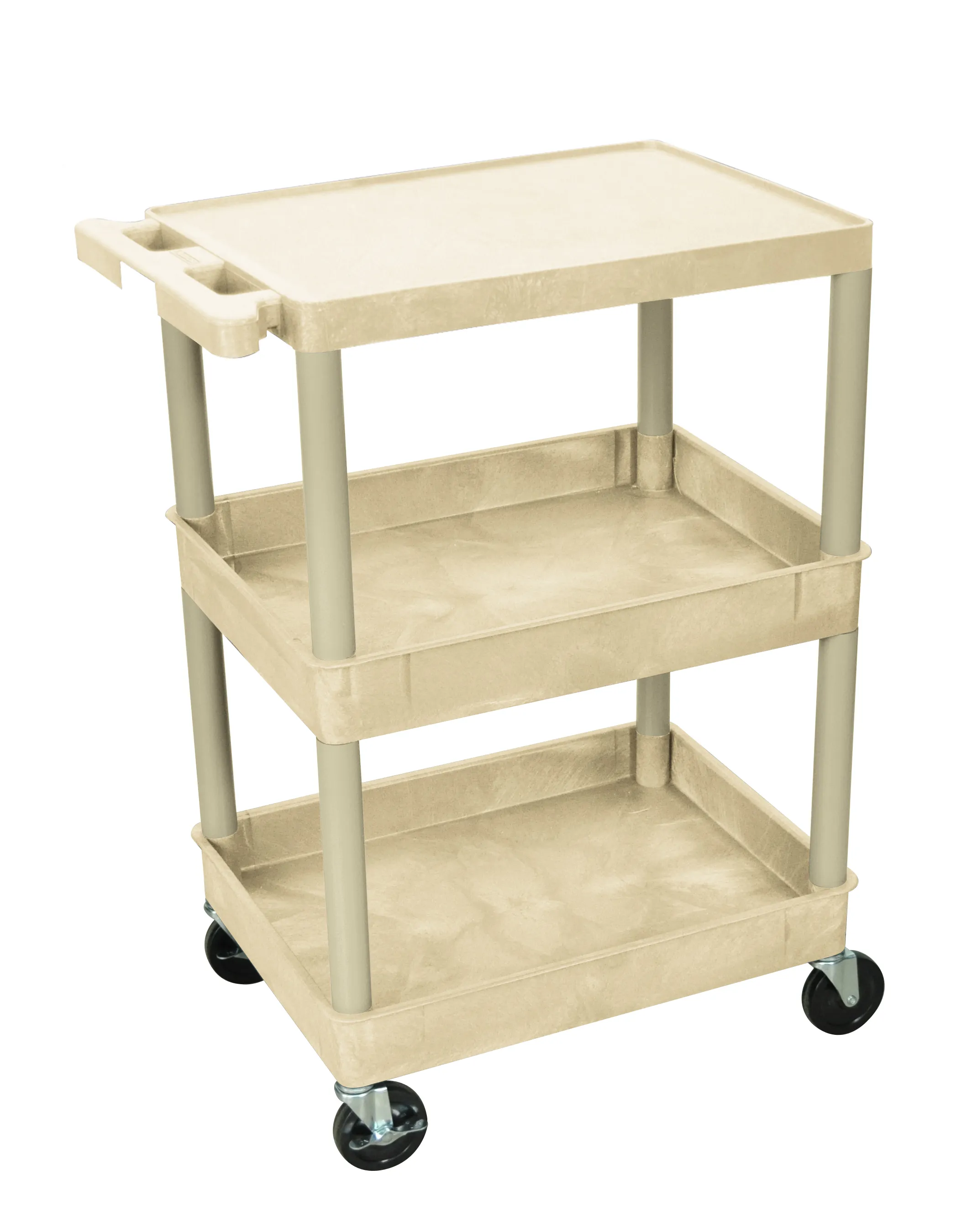 Luxor STC211P - Plastic 3 Shelf Utility Tub Cart - Putty