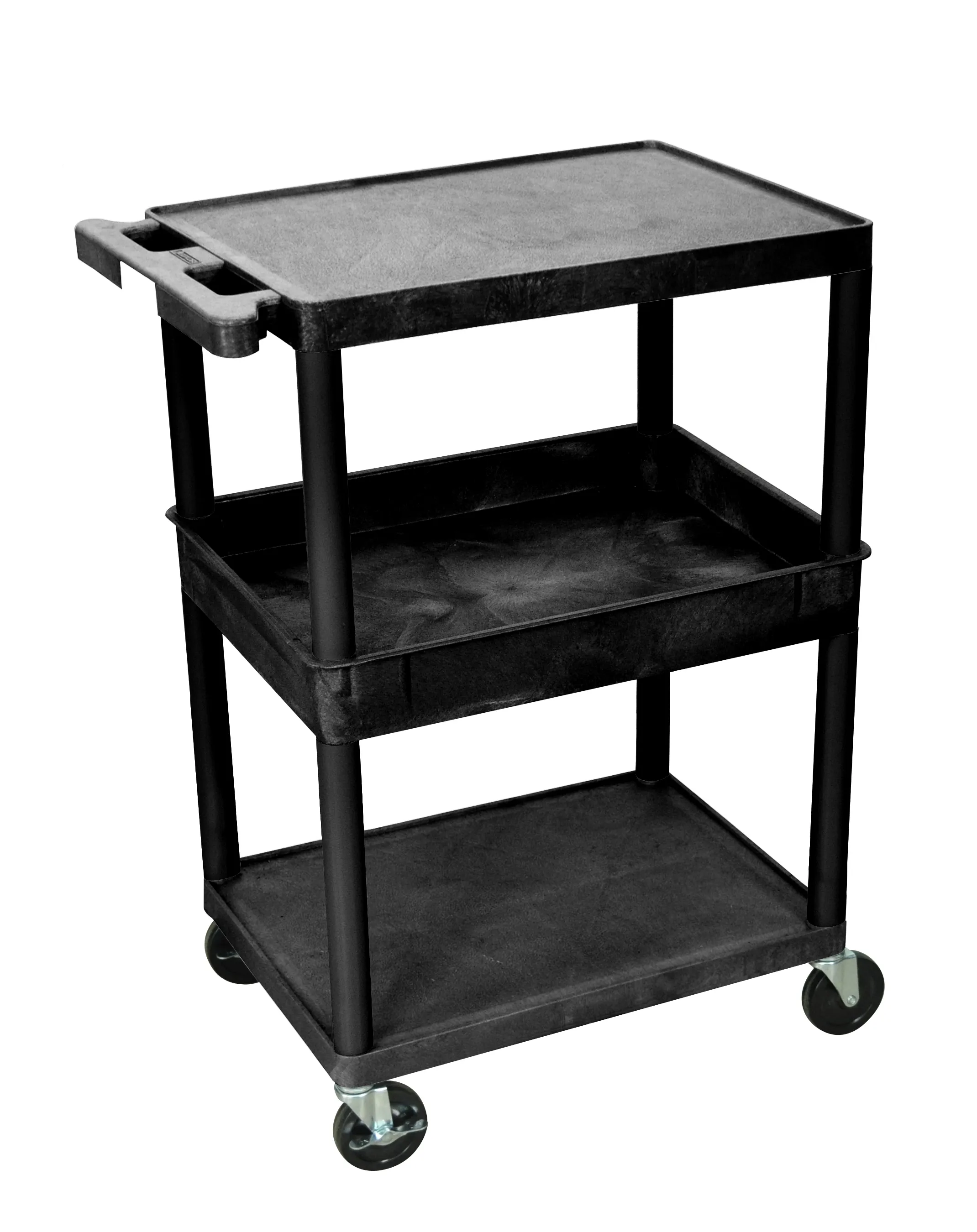 Luxor - STC212B - Plastic 3 Shelf Utility Tub Cart - Black