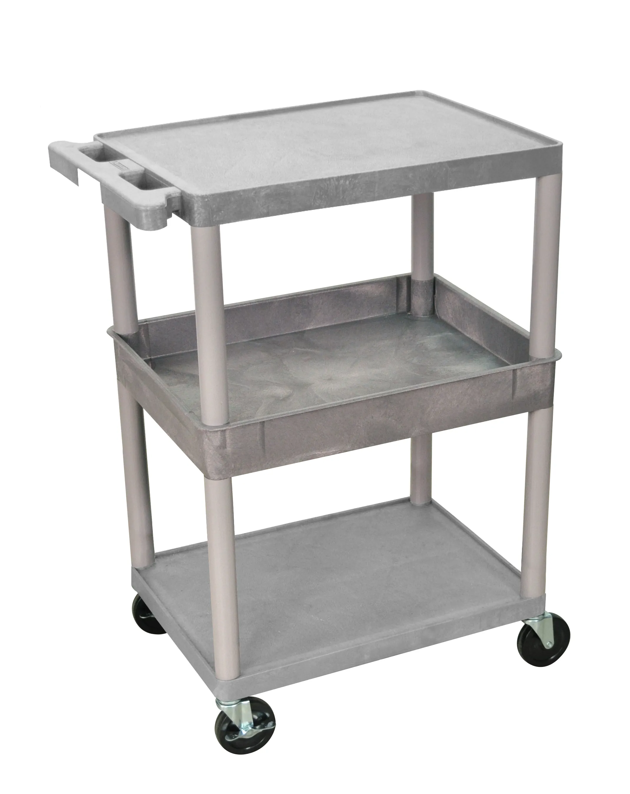 Luxor STC212G - Plastic 3 Shelf Utility Tub Cart - Gray