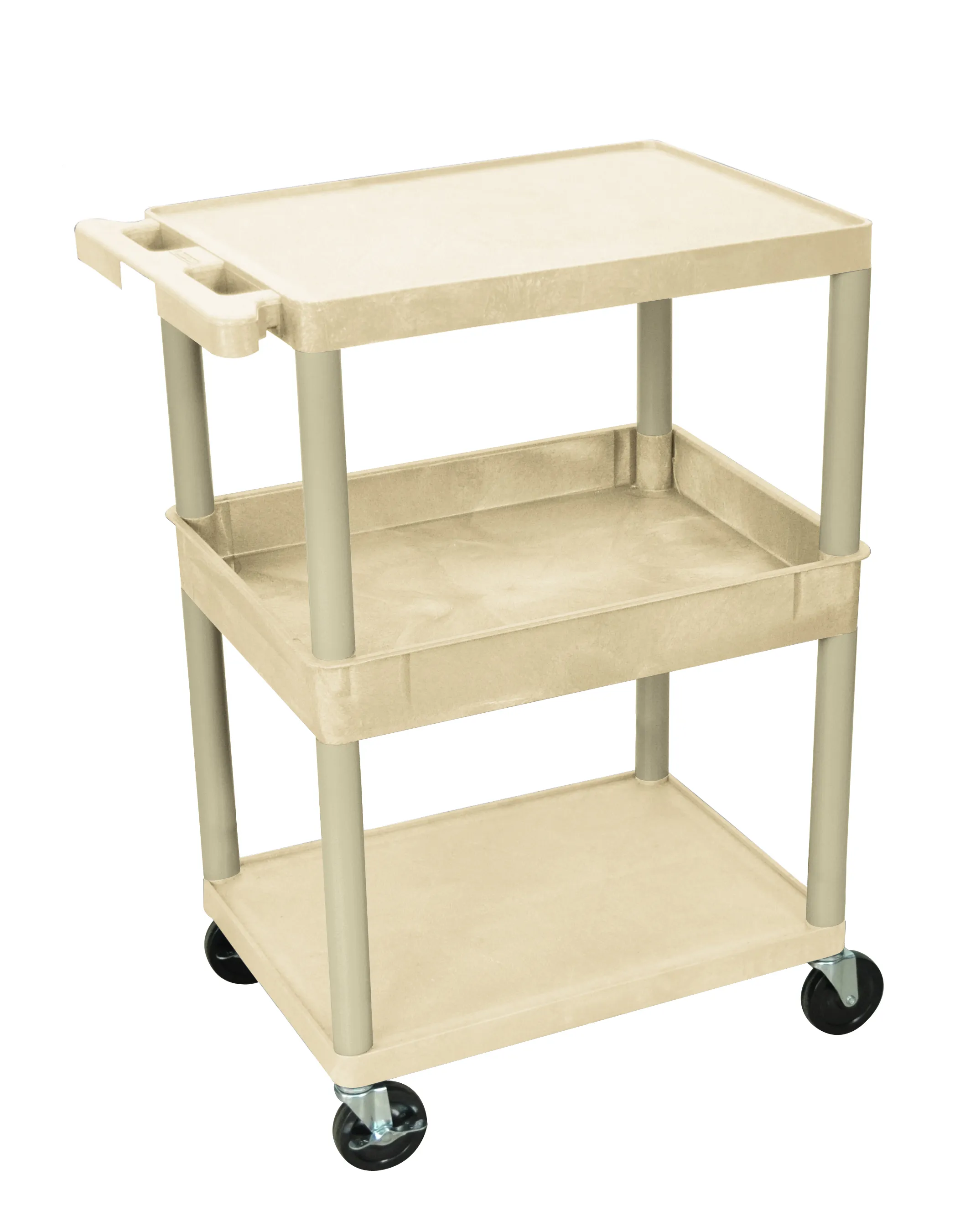 Luxor STC212P - Plastic 3 Shelf Utility Tub Cart - Putty