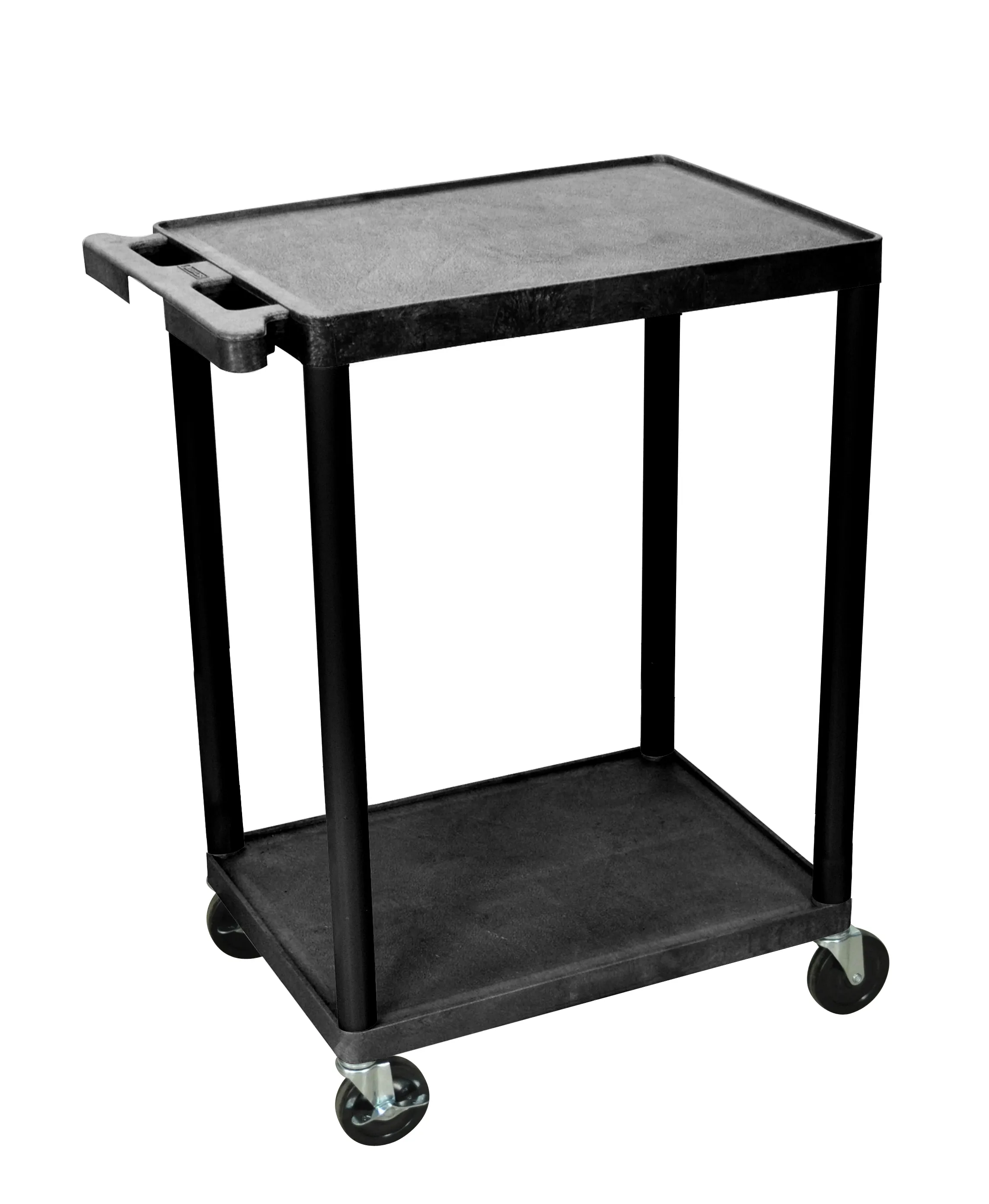 Luxor STC22B - Plastic 2 Shelf Utility Tub Cart - Black