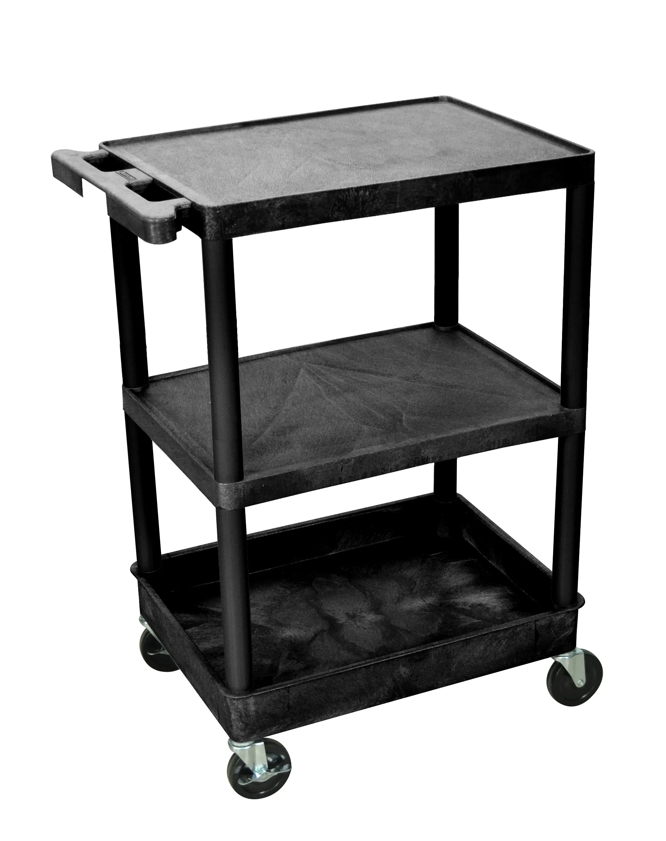 Luxor STC221B - Plastic 3 Shelf Utility Tub Cart - Black