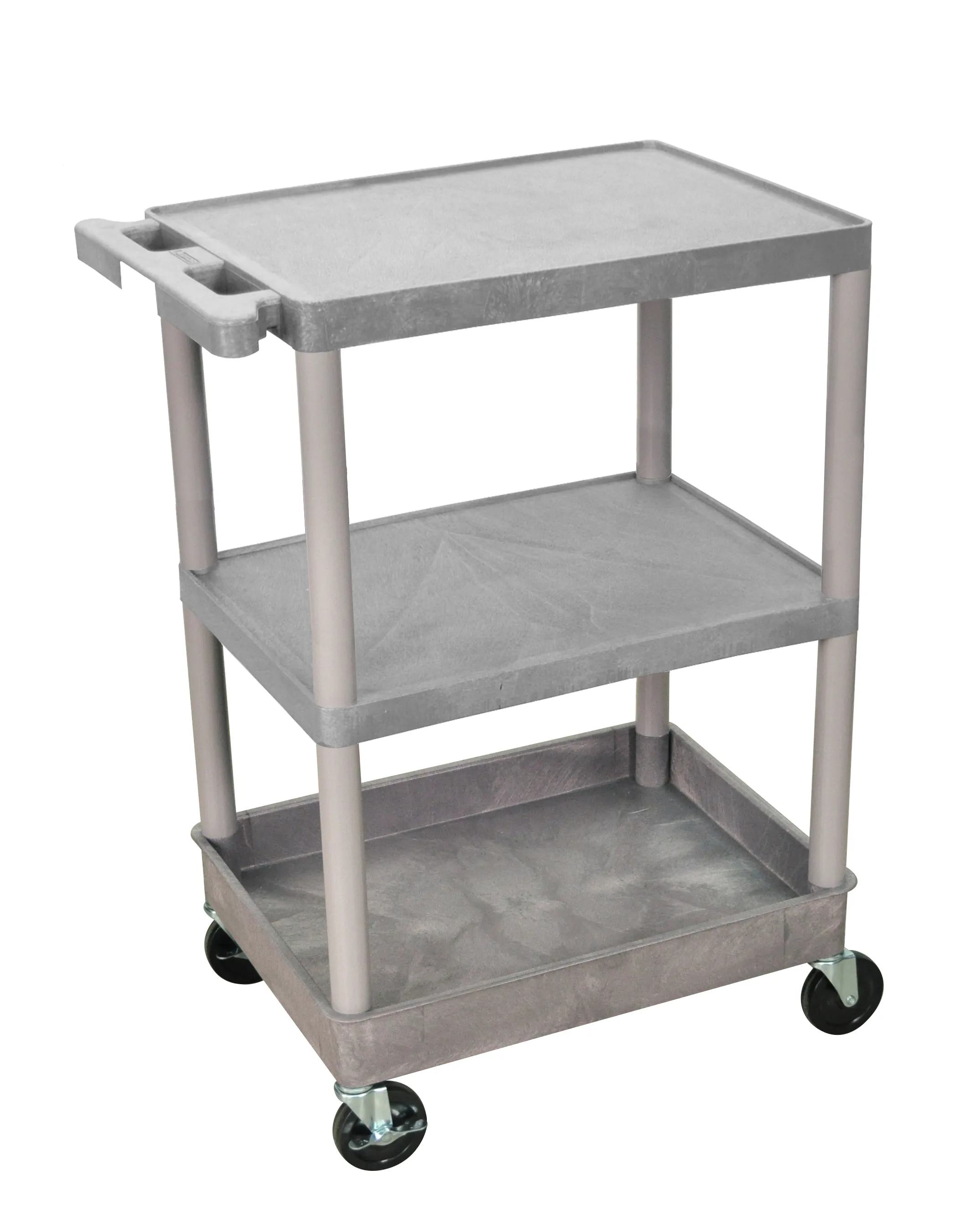 Luxor STC221G - Plastic 3 Shelf Utility Tub Cart - Gray