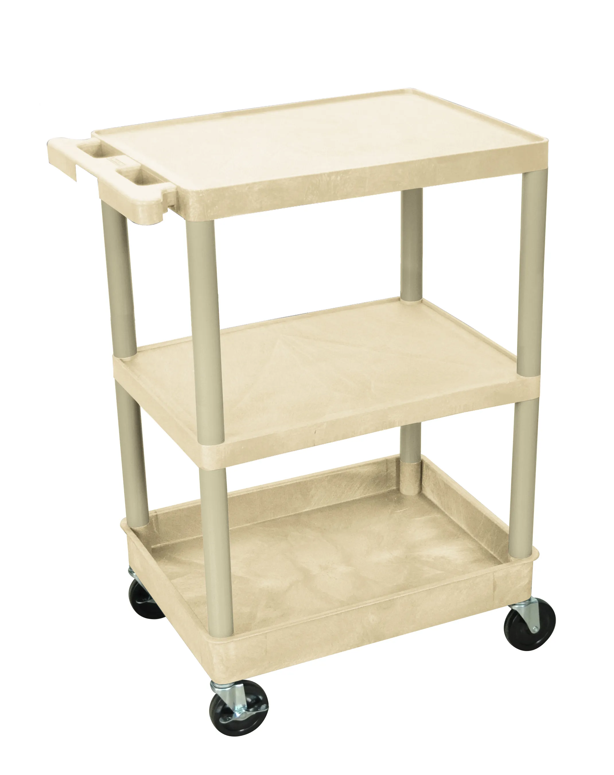 Luxor STC221P - Plastic 3 Shelf Utility Tub Cart - Putty