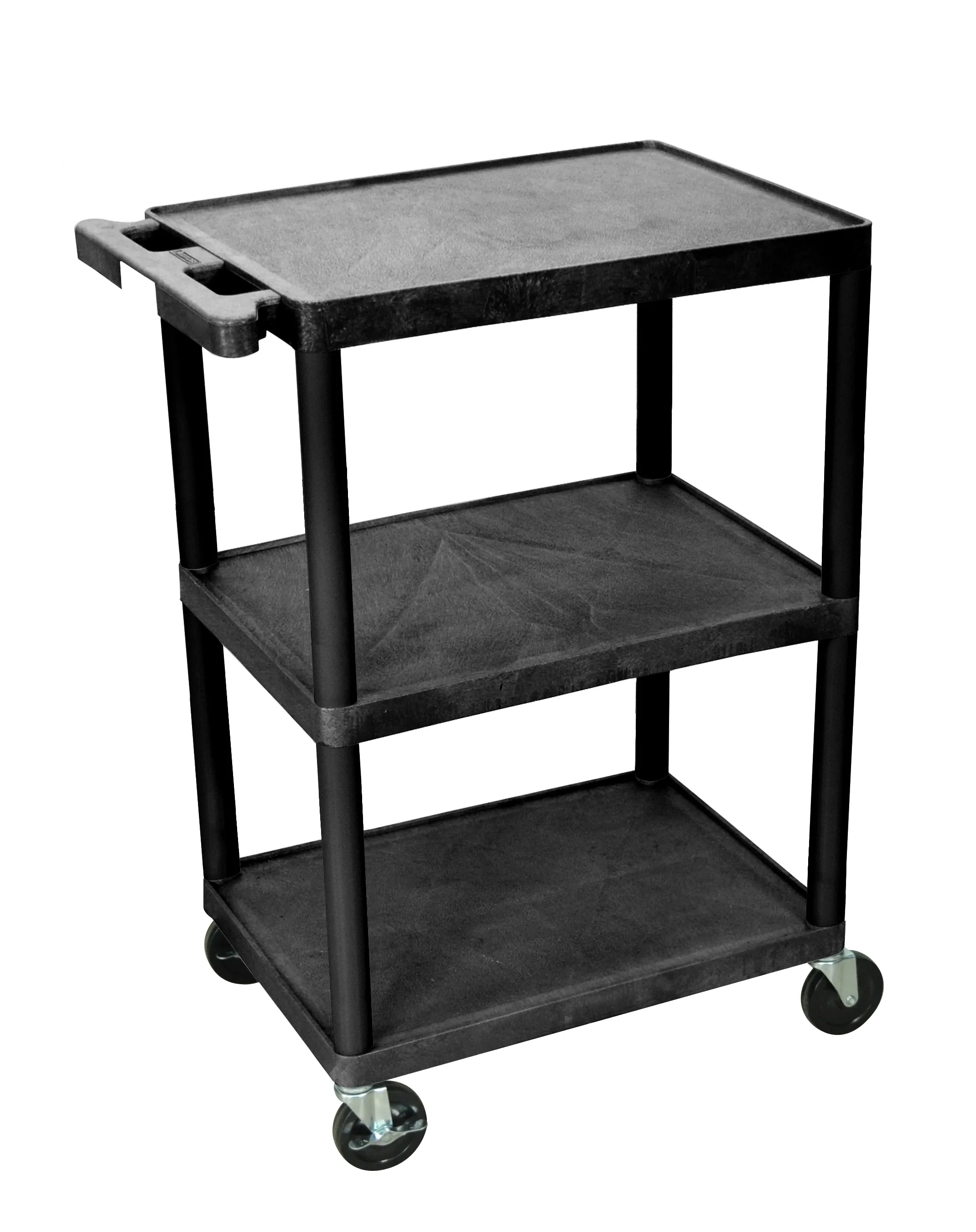 Luxor - STC222B - Plastic 3 Shelf Utility Tub Cart - Black