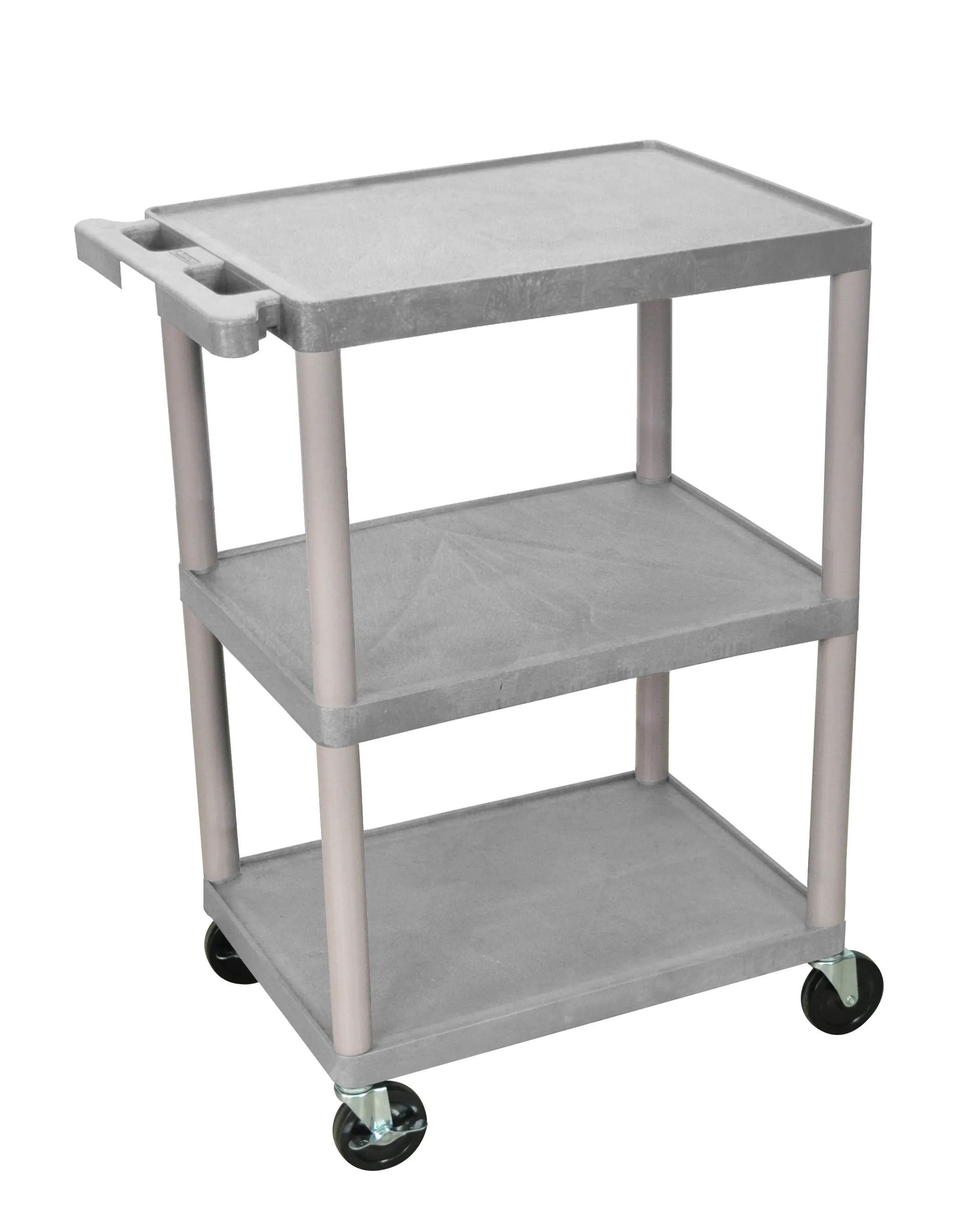 Luxor - STC222G - Plastic 3 Shelf Utility Tub Cart - Gray