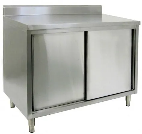 30" X 60" Stainless Steel Cabinet - Sliding Doors - w/ Backsplash