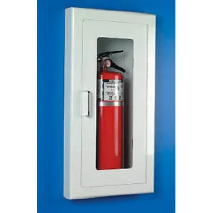 Universal  A116  - Strike First Semi-Recessed Fire Extinguisher Cabinet for 10# Fire Extinguisher - Full Glass Door and Radius Corners