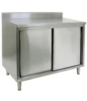 18" X 84" Stainless Steel Cabinet - Sliding Doors - w/ Backsplash