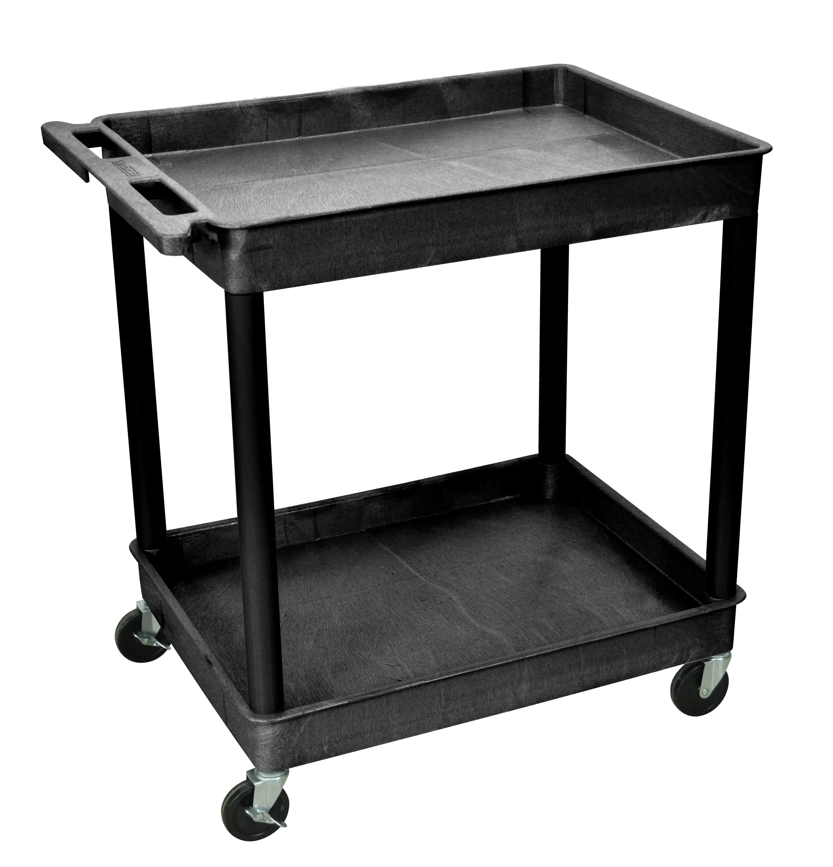 Luxor TC11B - Plastic 2 Shelf Utility Tub Cart - Black