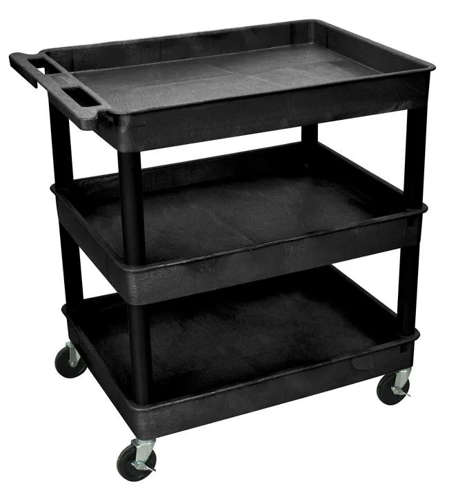 Luxor - TC111B - Plastic 3 Shelf Utility Tub Cart - Black