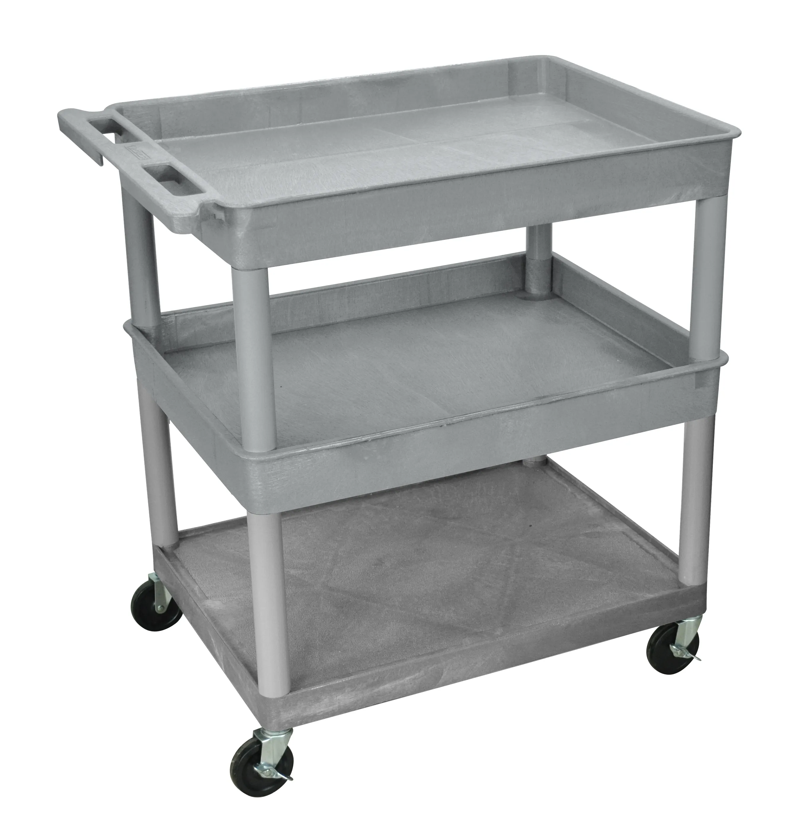 Luxor - TC112G - Plastic 3 Shelf Utility Tub Cart - Gray