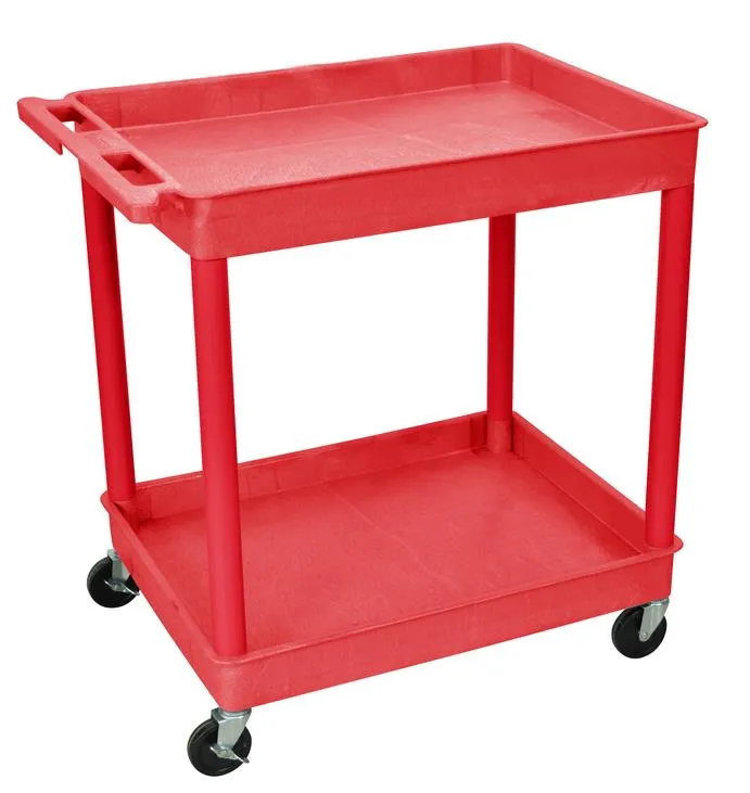 Luxor - TC11RD - Plastic 2 Shelf Utility Tub Cart - Red