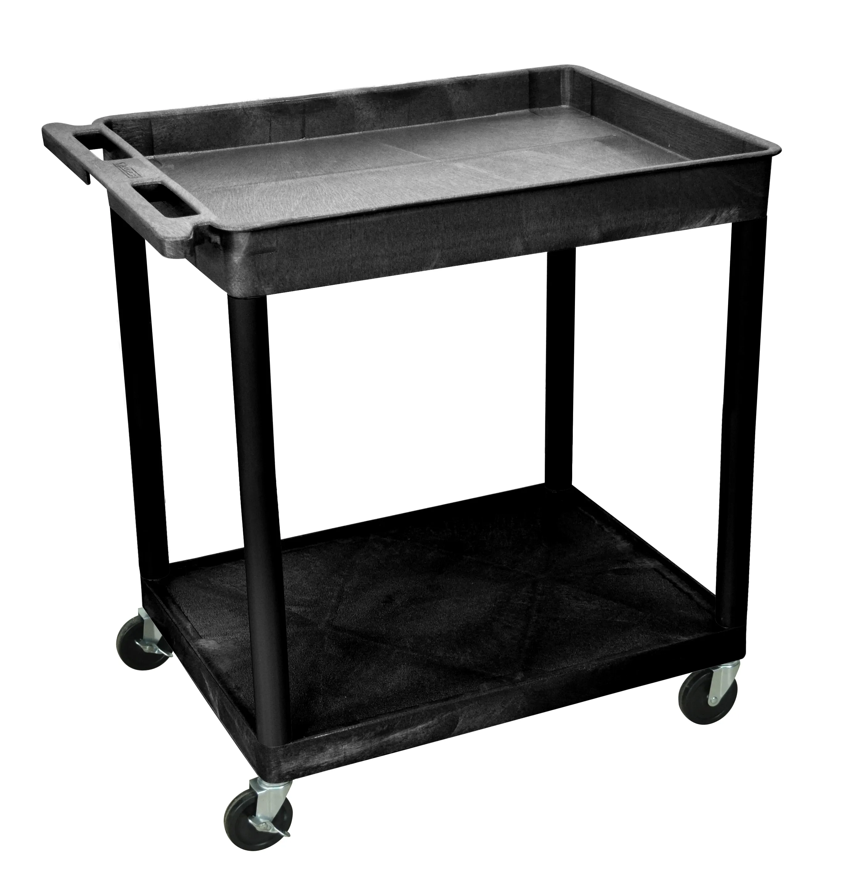 Luxor - TC12B - Plastic 2 Shelf Utility Tub Cart - Black