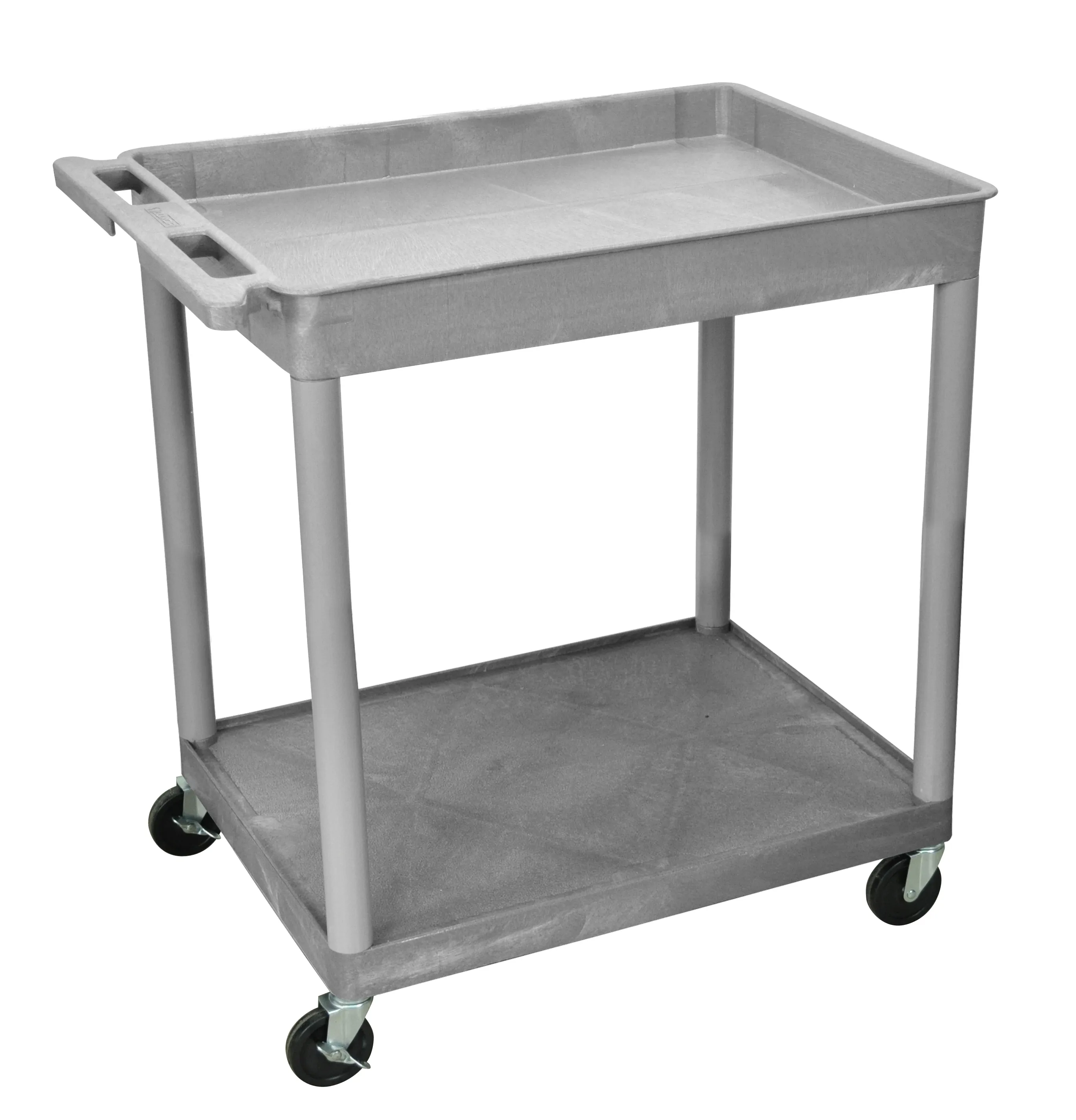 Luxor - TC12G - Plastic 2 Shelf Utility Tub Cart - Gray