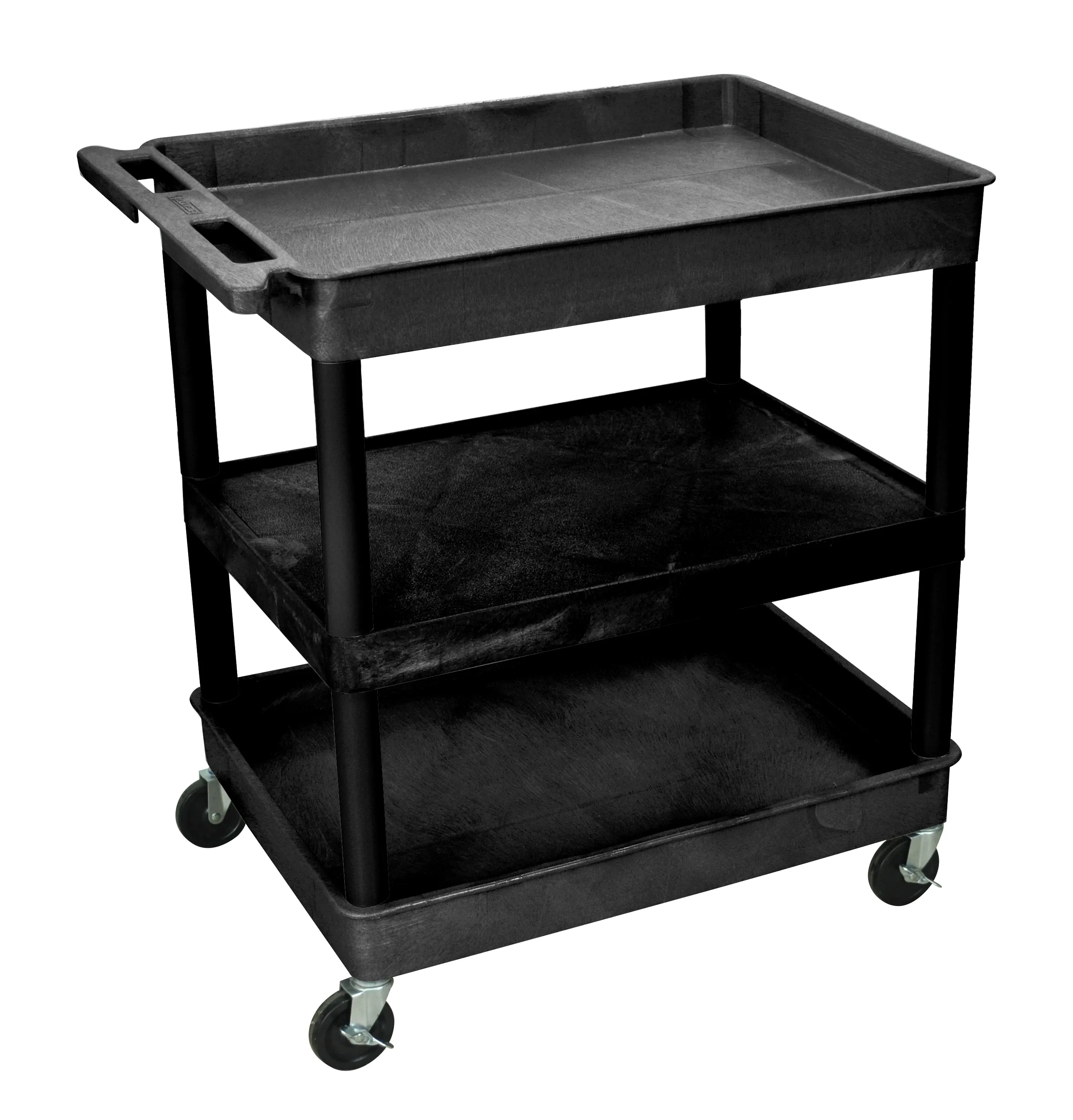 Luxor - TC121B - Plastic 3 Shelf Utility Tub Cart - Black