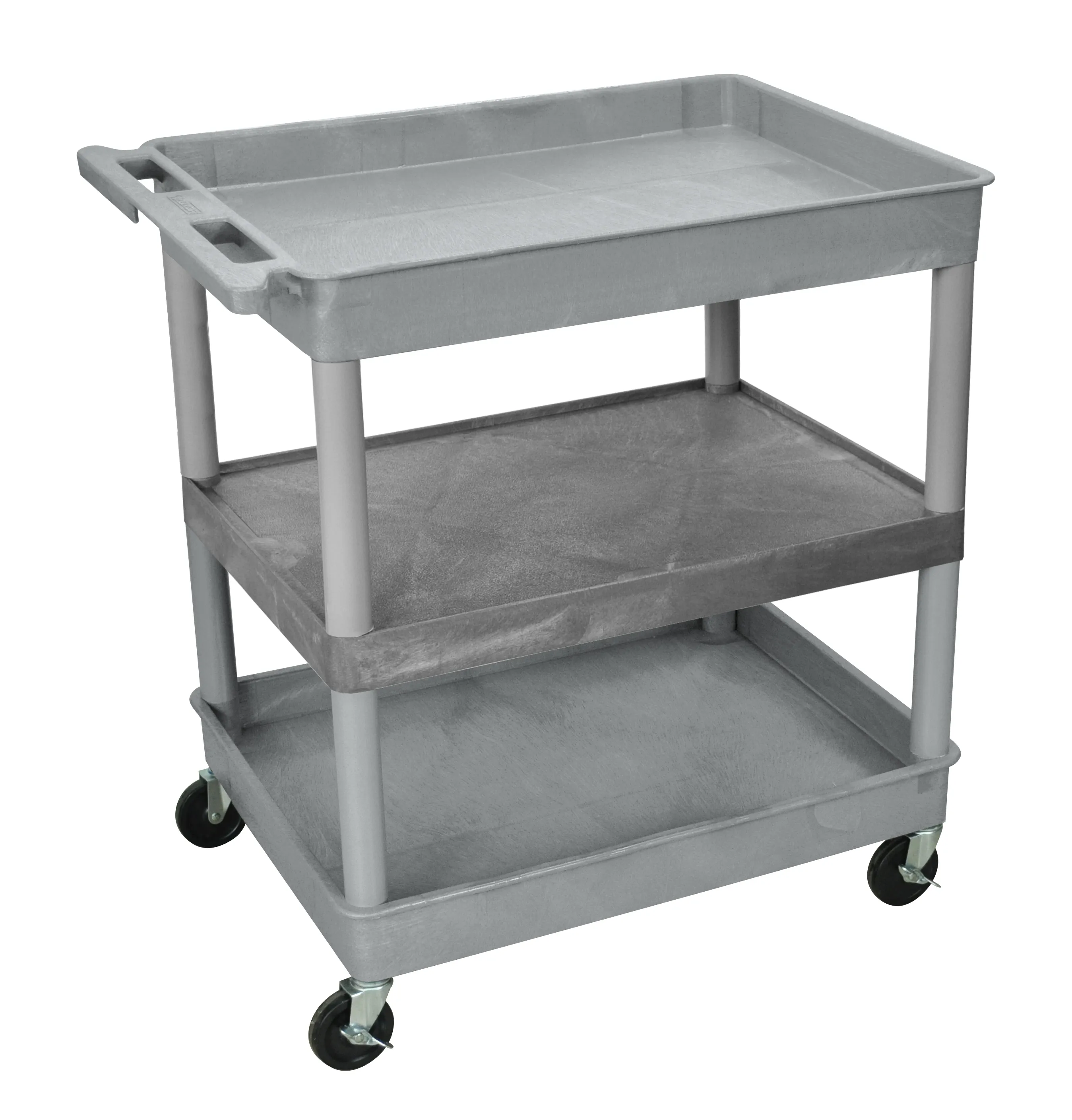 Luxor TC121G - Plastic 3 Shelf Utility Tub Cart - Gray