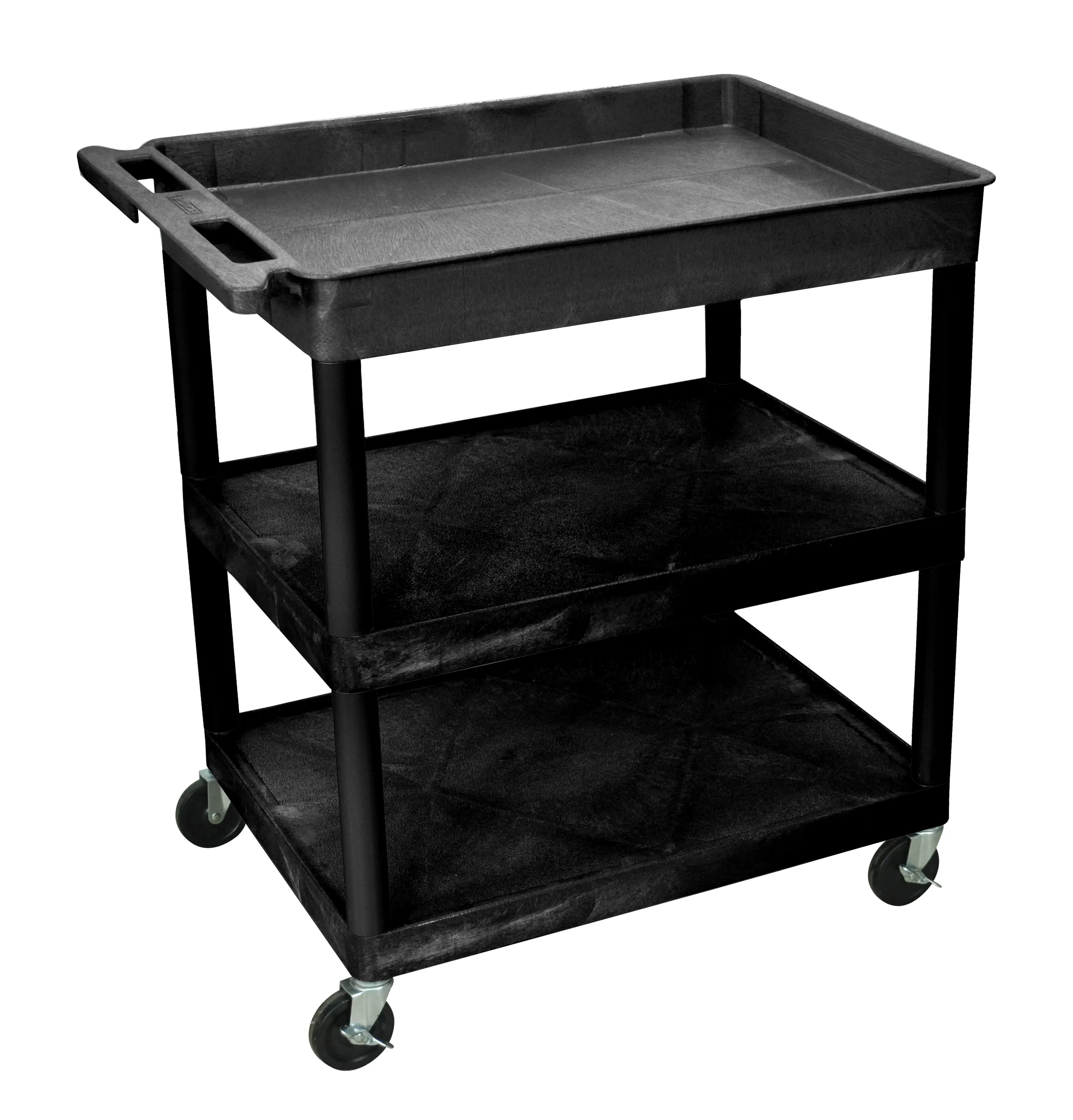 Luxor - TC122B - Plastic 3 Shelf Utility Tub Cart - Black