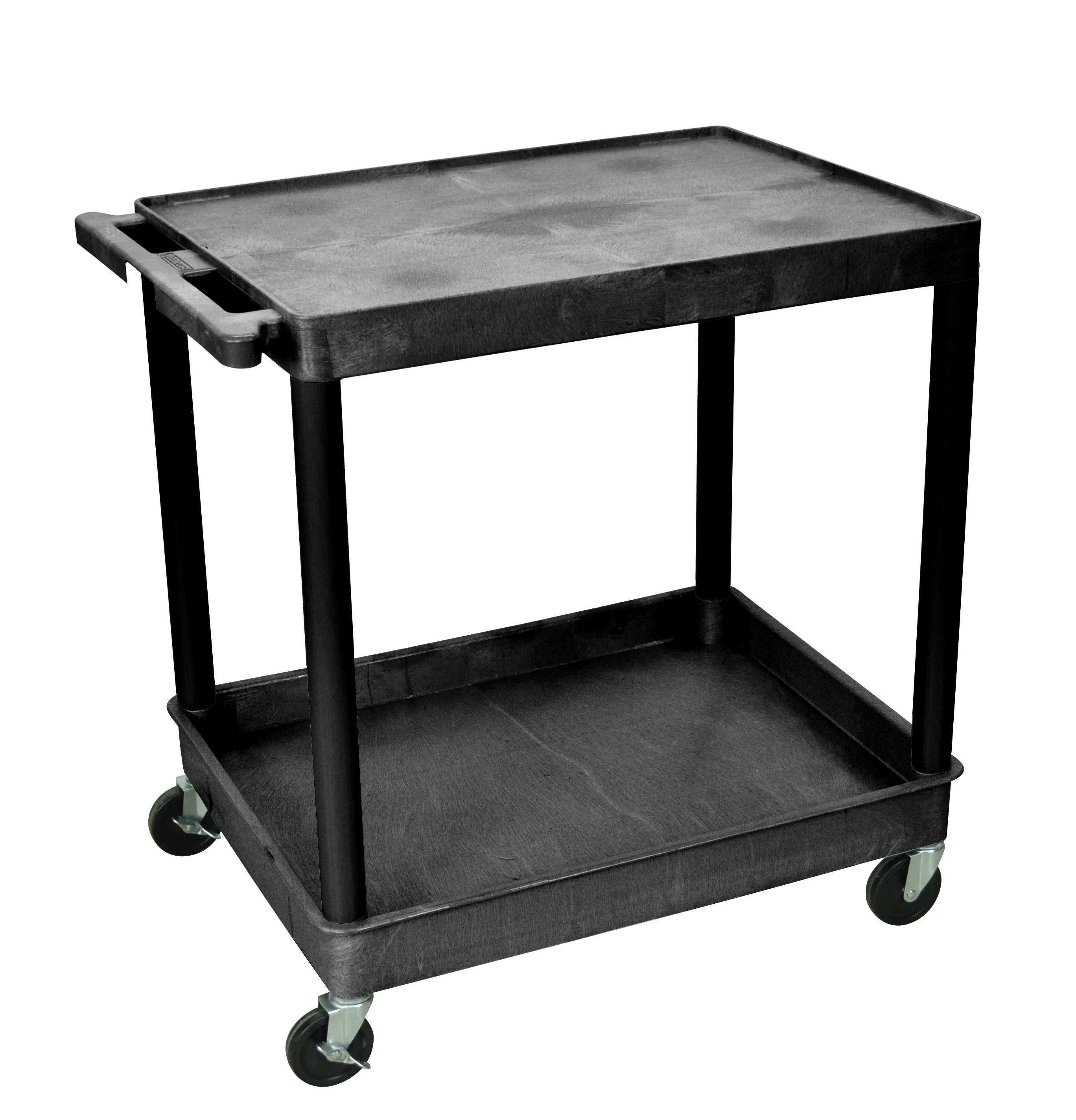 Luxor - TC21B - Plastic 2 Shelf Utility Tub Cart - Black