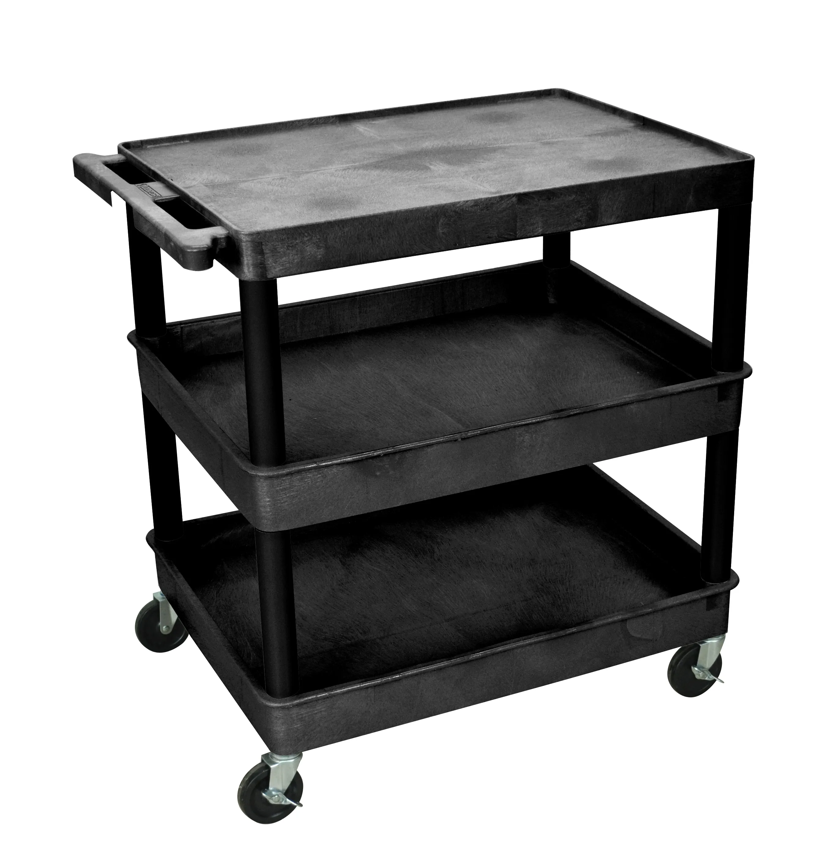 Luxor - TC211B - Plastic 3 Shelf Utility Tub Cart - Black